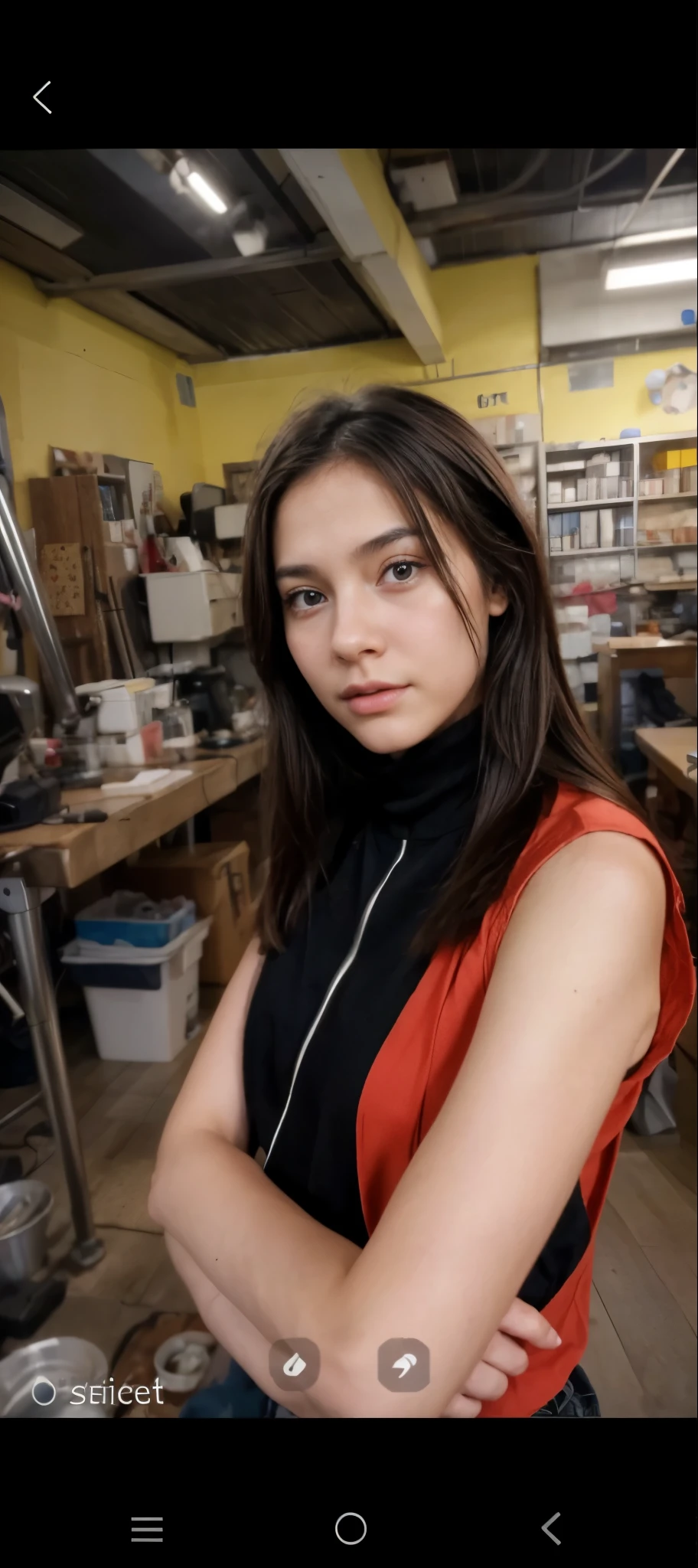 A girl, turn this image into realistic, the face should be exactly the same with reference image