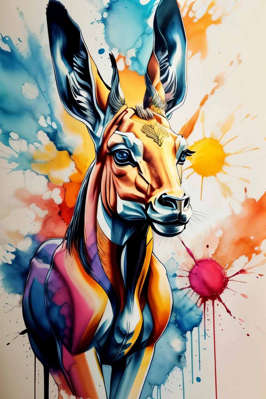 Graffiti Comics，Graffiti painting, street art, 8k wallpaper extremely detailed CG unit, 8k landscape, artwork, masterpiece, best quality, amazing light brush strokes, of a woman in graffiti style on a white wall with vibrant colors.