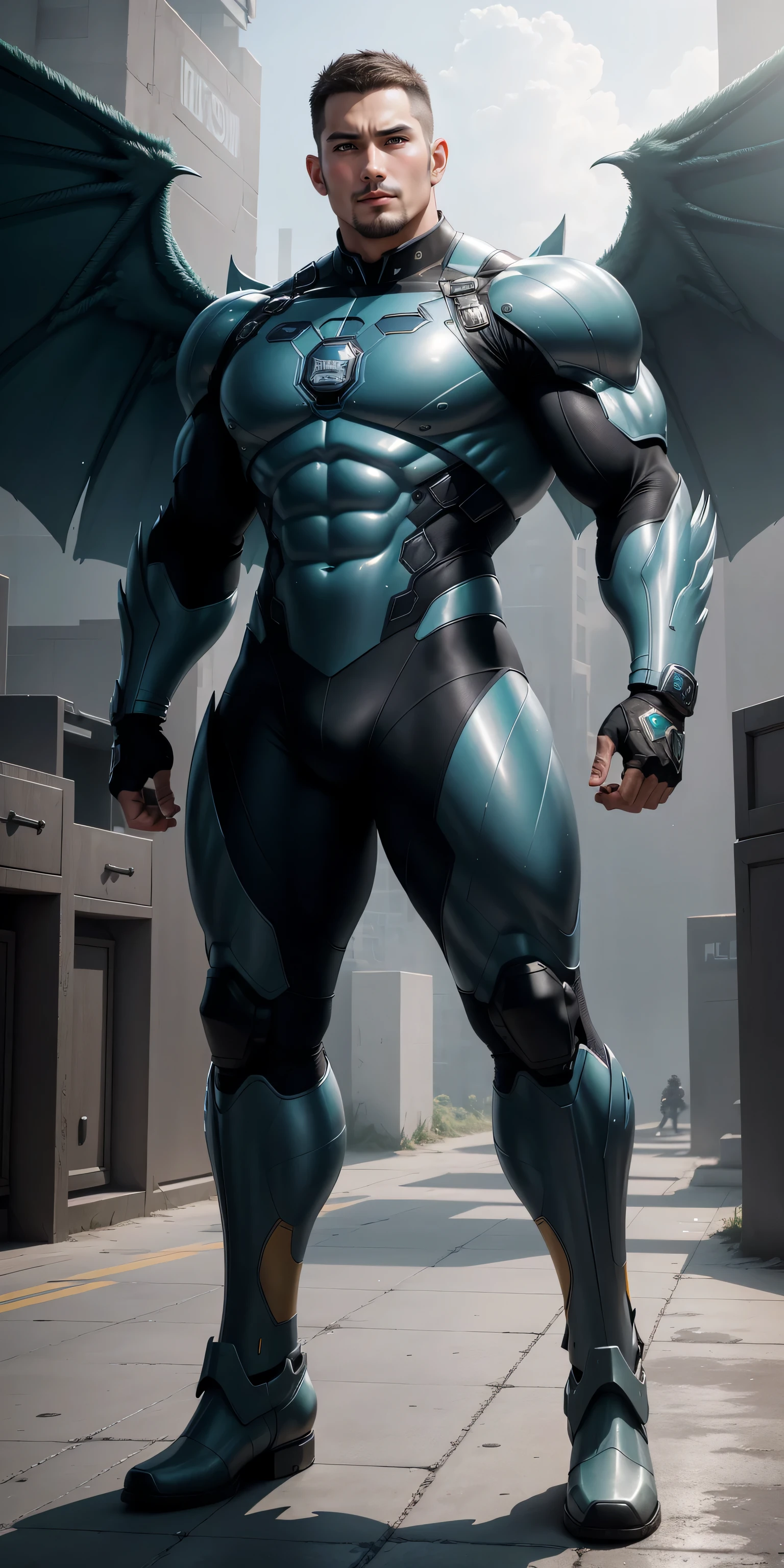 Tall giant muscular police officer,Yellow-gray honeycomb network pattern nano mecha,Super Giant Aurora Mechanical Wing,character concept(Resident Evil - chris redfield,chris redfield)senior police officer,small grid texture,regular symmetrical texture pattern,sad expression,Deep and charming eyes,Emerald Eyes Hero,heroic male pose,高大burly,muscular!Charming leg muscles,High, burly, Heqiang, Super gain and cool, high resolution committee, Yellow gray ultra-thin nano mechanical boots for big feet,Charming strong man,The bright sunshine is shining on you,matte particles,shiny texture