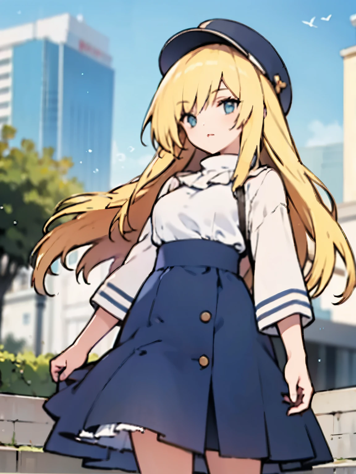 long skirt blonde girl dress