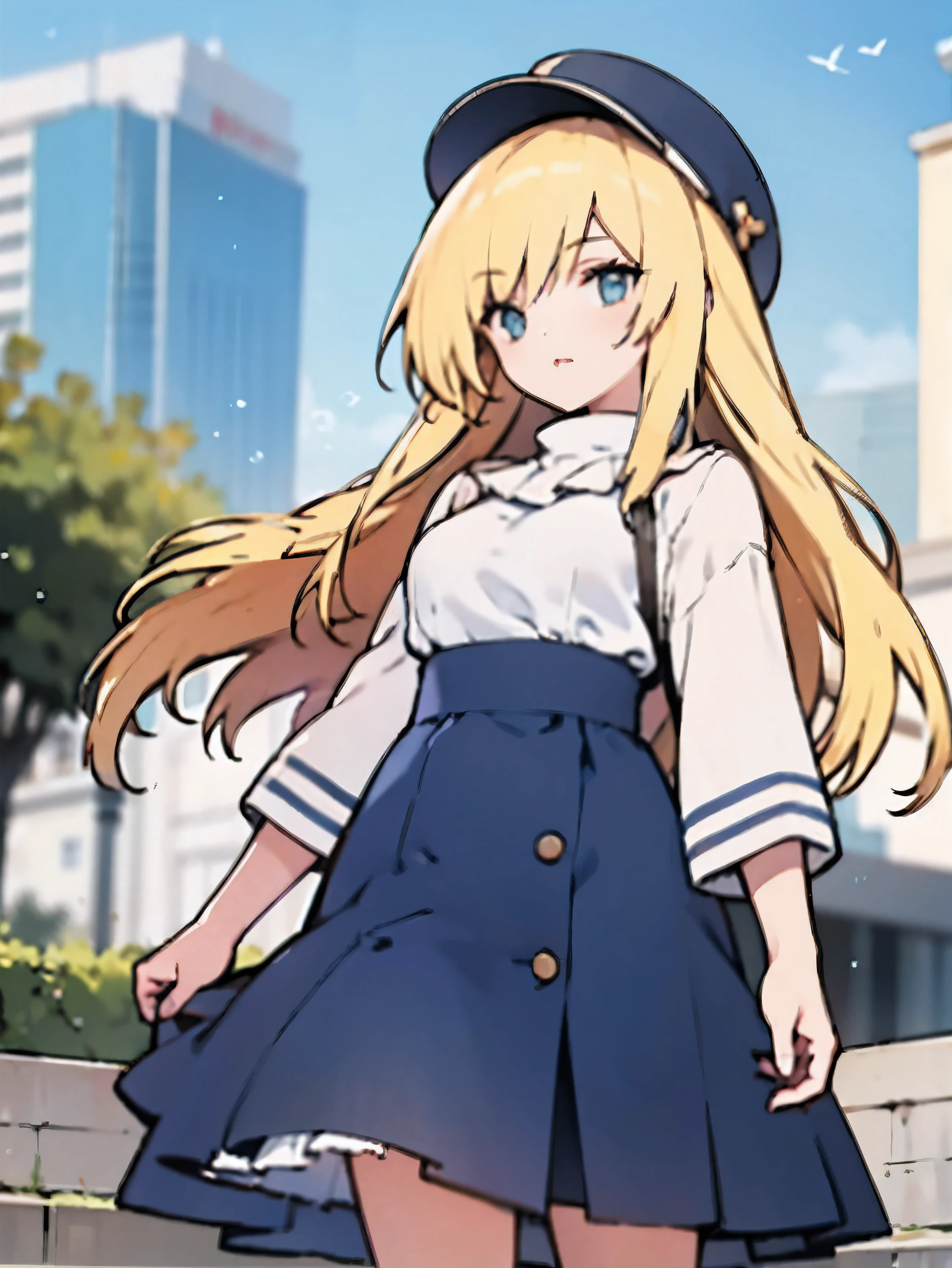 Long skirt blonde girl dress