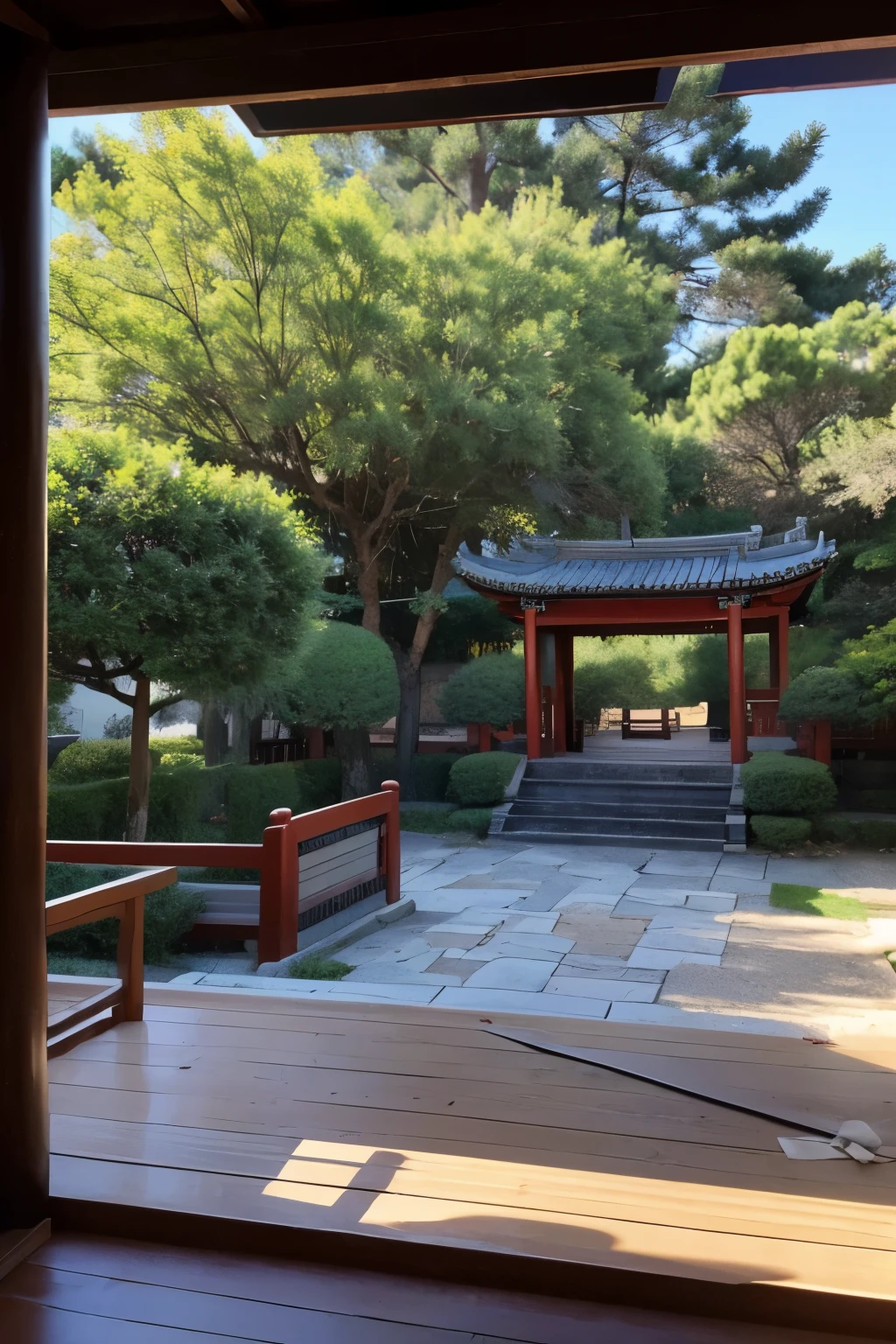 （panoramic），（best quality），（Oriental ink painting），The old Confucius was sitting on the apricot altar, singing and lecturing、teach reading（ancient books）。Location: Inside the Dacheng Gate of the main courtyard of the Confucius Temple，There is a tall cypress tree in the courtyard，There are four almond trees in front of the altar。