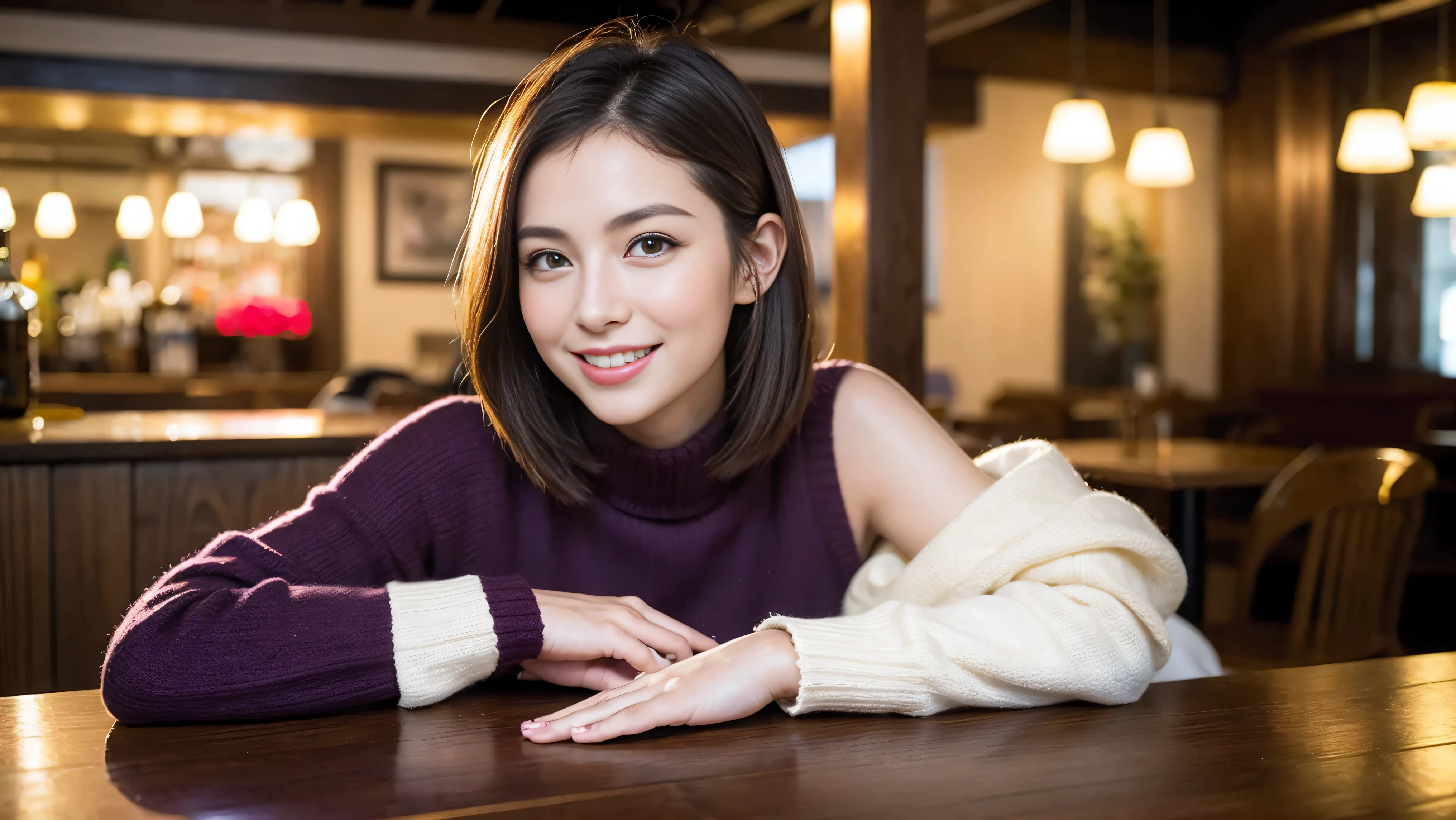 (including 64k、nffsw、highest quality、masterpiece:1.2)、(realistic、Photoreal:1.37)、Super detailed、wine glass、wine bottle、sparkling wine、while enjoying wine、mature woman、two beautiful women、(slim face)、(because I'thin)、(brown hair)、(shortcut)、Latino、smileのフランス人女性、happy italian girl、british woman、Americana、cheeks are a little red、(38 years)、42 years old、red wine、窓の外には美しく緻密なnight景が広がります.......、restaurant、目立つ場所にあるwine glass、night、(from the waist up)、sit on top、date、(laughter:1.15)、thin and beautiful eyes、cashmere sweater、long sleeve dress、Japanese、(short hair:1.2)、Float NovaFrogStyle、、modeled、from the waist up、White wine、turned into slime、wine glass、超綺麗なnight景、wine glassを真ん中に置きます、smile、(8k、RAW photo、highest quality、masterpiece:1.2)、(realistic、Photoreal:1.37)、Super detailed、ultra high resolution、2 females、see the beholder、beautiful and detailed face、laughter、narrow、(slim waist) :1.3)、knit shirt、Fine and beautiful skin、skin texture、floating hair、professional light needle breast、kind eyes