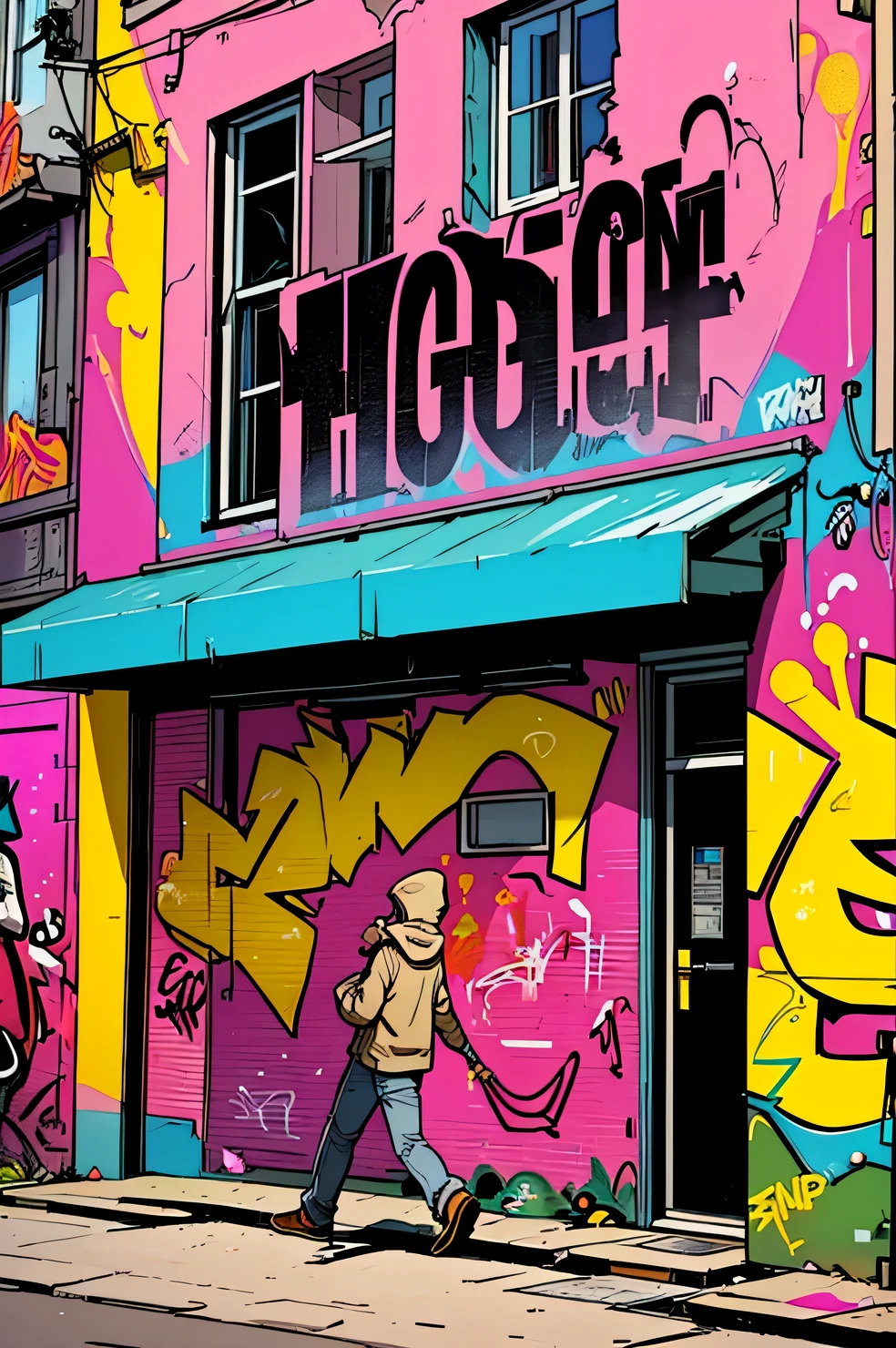  page from a a comic book magazine with many plots, a comic book style, street style teens paint graffiti on the walls of the old city, street style teens hide from the police, (street style teens:1.2055), (graffiti:1.455), (a comic:1.3), A high resolution, High detail