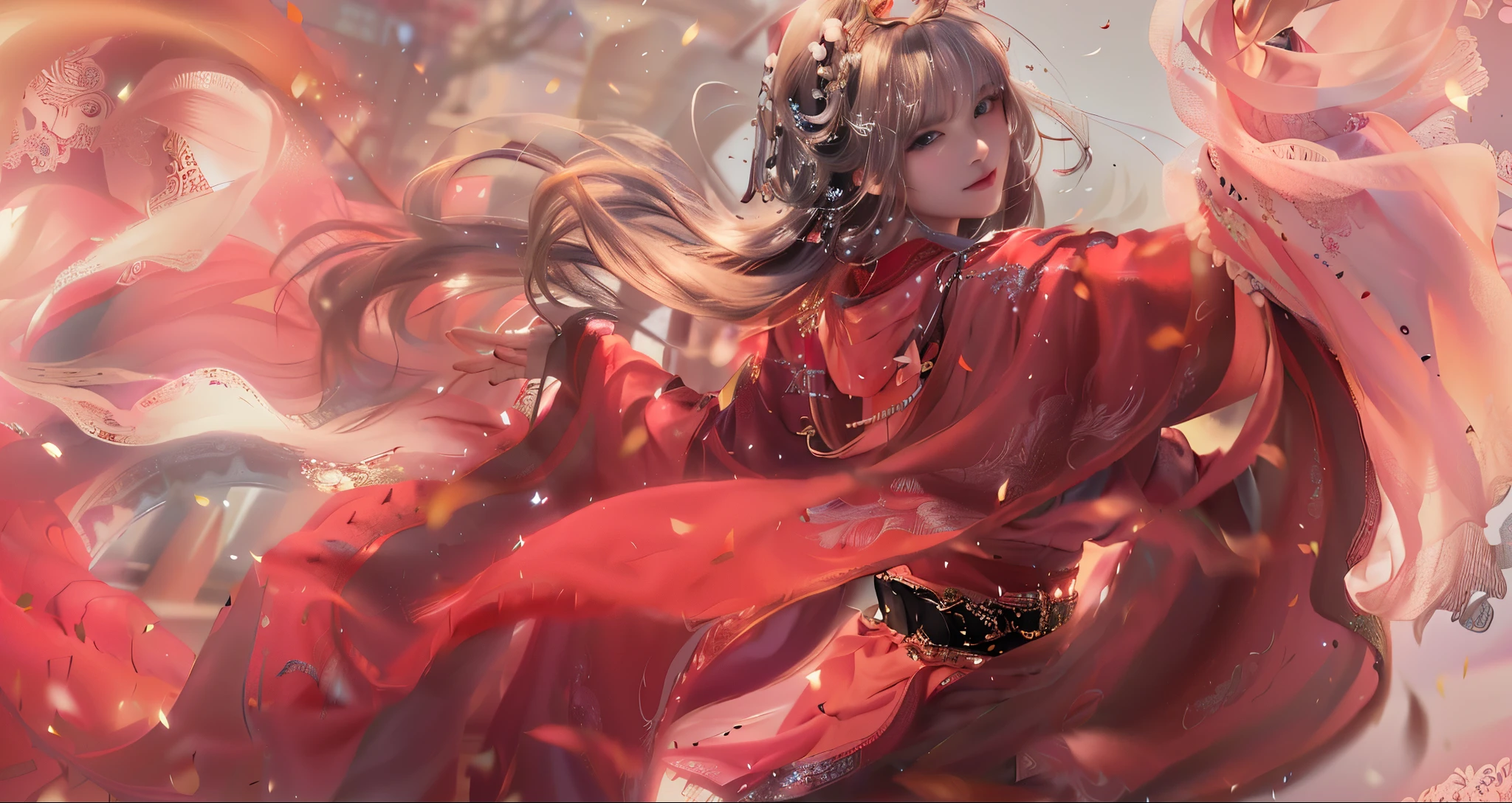 Anime girls dressed in black,Flowing white hair and white cloak, author:Yang Jie, A beautiful artistic illustration, palace , A girl wearing Hanfu, Wearing a beautiful white cloak, Beautiful digital art work, Inspired by Magalie Villeneuve, author:Li Song, Beautiful anime artwork, Anime Fantasy Illustration, author:Lengmei, author:Shitao