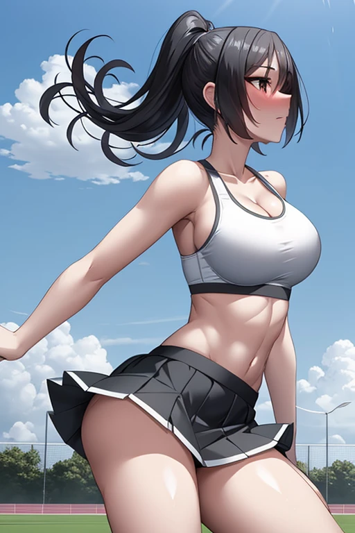 (Superflat, Flat Shading, flat-colors:1.1)、(Magazine Cover)、Illustrations、(One Asian boyish girl)、(cute little:1.2)、very beautiful 20 year old cartoon girl、Great smile、cheeks are reddened、(High Detail Skin: 1.2)、photorealistic anime girl render、realistic anime 3 d style、cute littleボブカット、Twin-tailed、beautiful brown hair、Intense black eyes、Strong highlights of the eyes、((Naked and oiled、accurate big breasts、sport underwear))Perfect Anatomy、hair messy、Pretty underwear、((Tight white tennis uniform with navel、Supple and thin fabric))、((White miniskirt with flared hem))、Sportswear、sneakers、(support)、stadio、Volumetric lighting、Soft light、Vibrant colors、watercolor paiting、