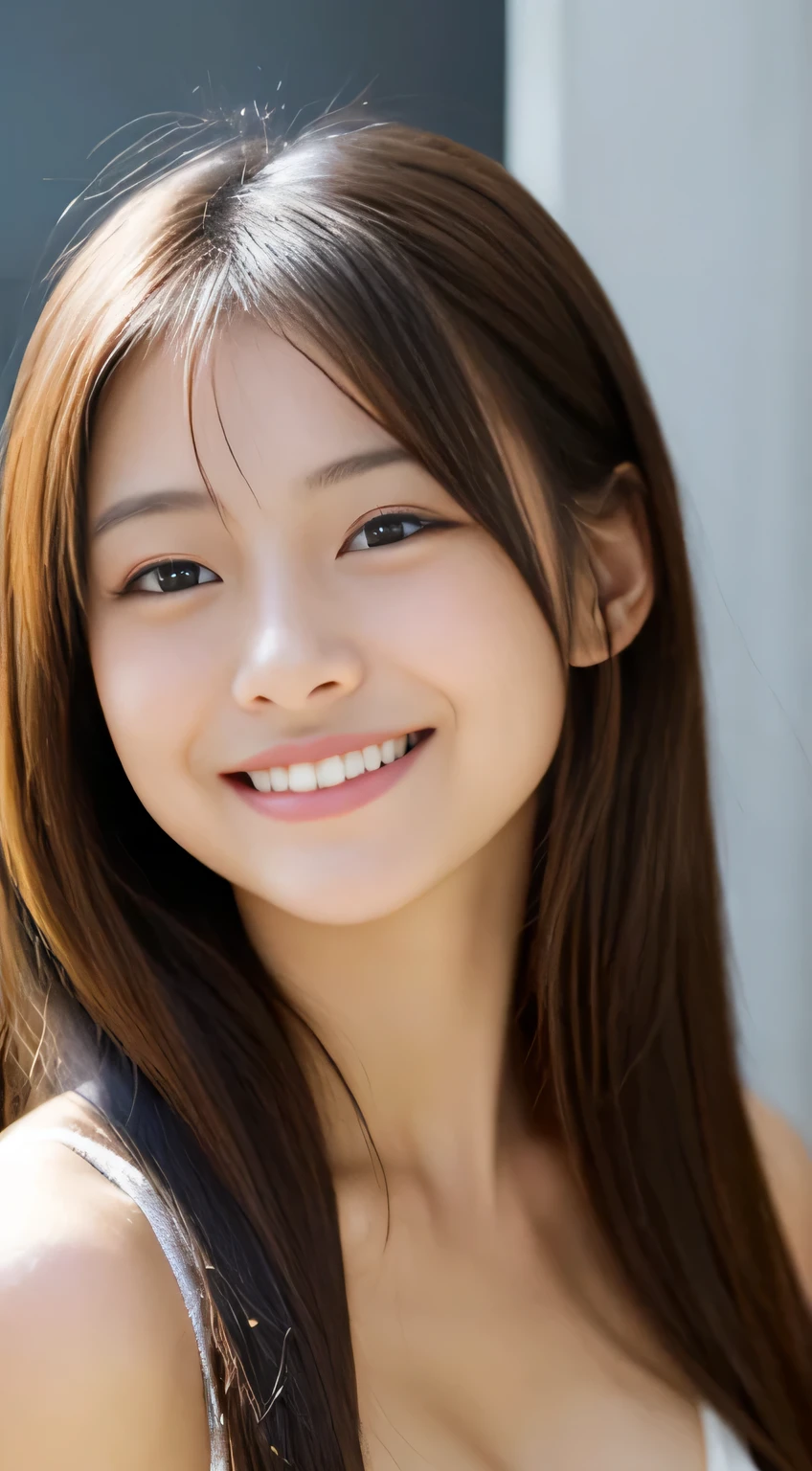 Japanese ),((beautiful girl)),cleavage,An expression that imagines something pleasant:1.2,(perfect body beauty:1.2),((perfect body)),(shy smile),beautiful teeth,