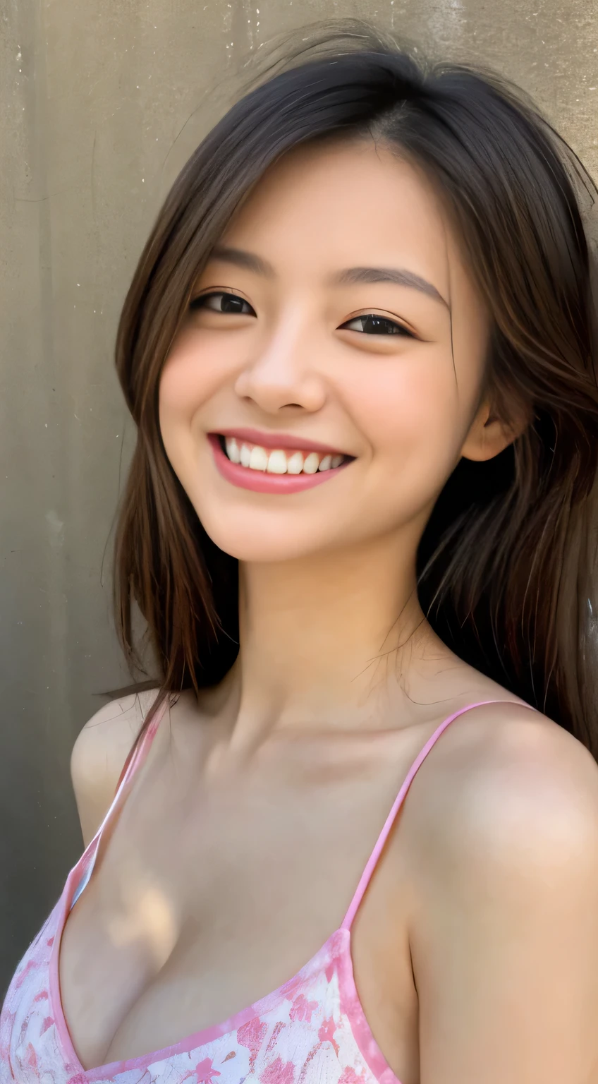 Japanese ),((beautiful girl)),cleavage,An expression that imagines something pleasant:1.2,(perfect body beauty:1.2),((perfect body)),(shy smile),beautiful teeth,