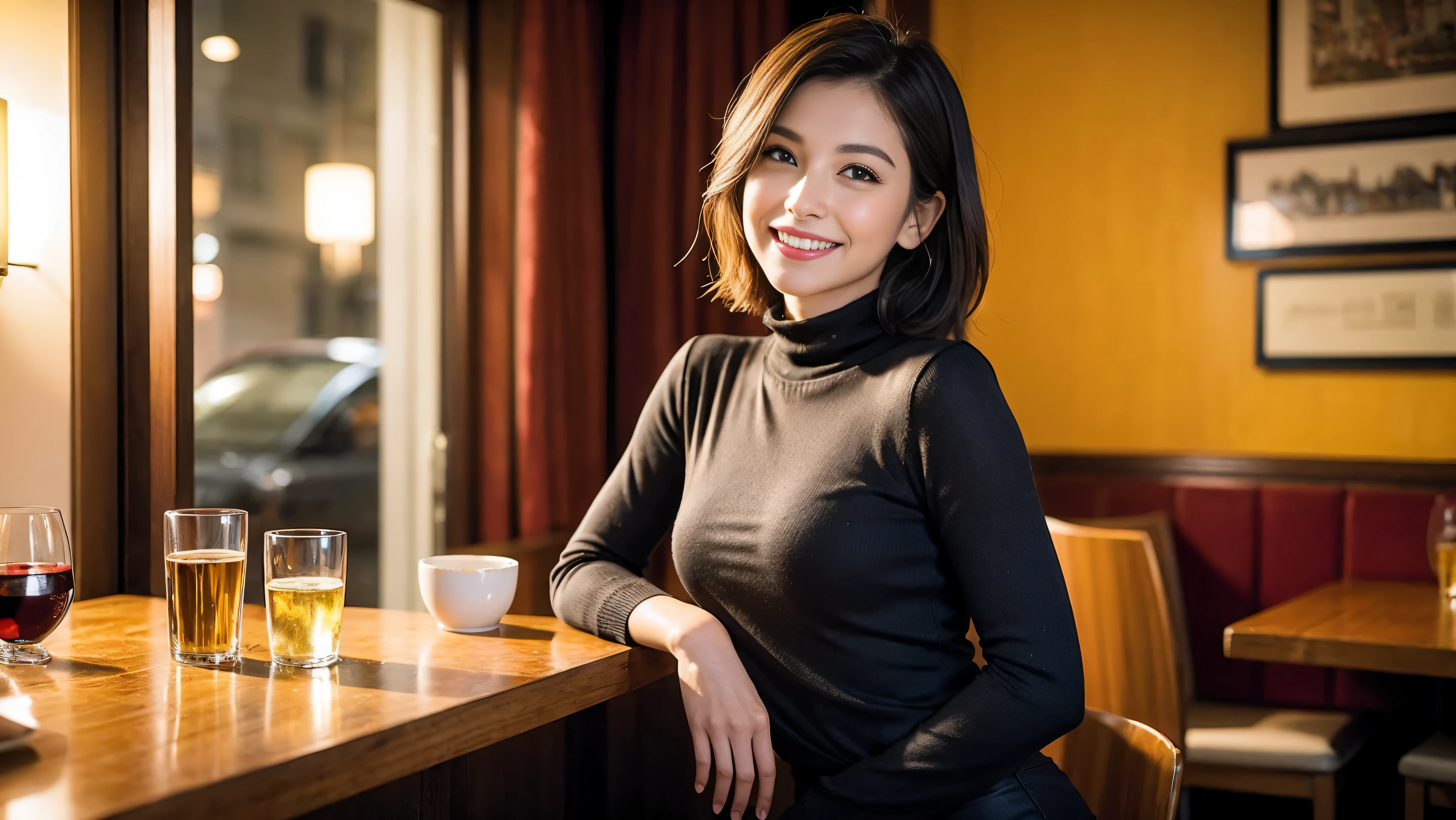 (including 64k、nffsw、highest quality、masterpiece:1.2)、(realistic、Photoreal:1.37)、Super detailed、wine glass、while enjoying wine、mature woman、two beautiful women、(slim face)、(because I'thin)、(brown hair)、(shortcut)、Latino、smileのフランス人女性、happy italian girl、british woman、Americana、cheeks are a little red、(38 years)、42 years old、35 years old、red wine、窓の外には美しく緻密なnight景が広がります.......、restaurant、目立つ場所にあるwine glass、night、(from the waist up)、sit on top、date、(laughter:1.15)、thin and beautiful eyes、cashmere sweater、long sleeve dress、Japanese、(short hair:1.2)、Float NovaFrogStyle、、modeled、from the waist up、White wine、turned into slime、wine glass、超綺麗なnight景、wine glassを真ん中に置きます、smile、(8k、RAW photo、highest quality、masterpiece:1.2)、(realistic、Photoreal:1.37)、Super detailed、ultra high resolution、2 females、see the beholder、beautiful and detailed face、laughter、narrow、(slim waist) :1.3)、knit shirt、Fine and beautiful skin、skin texture、floating hair、professional light needle breast、kind eyes