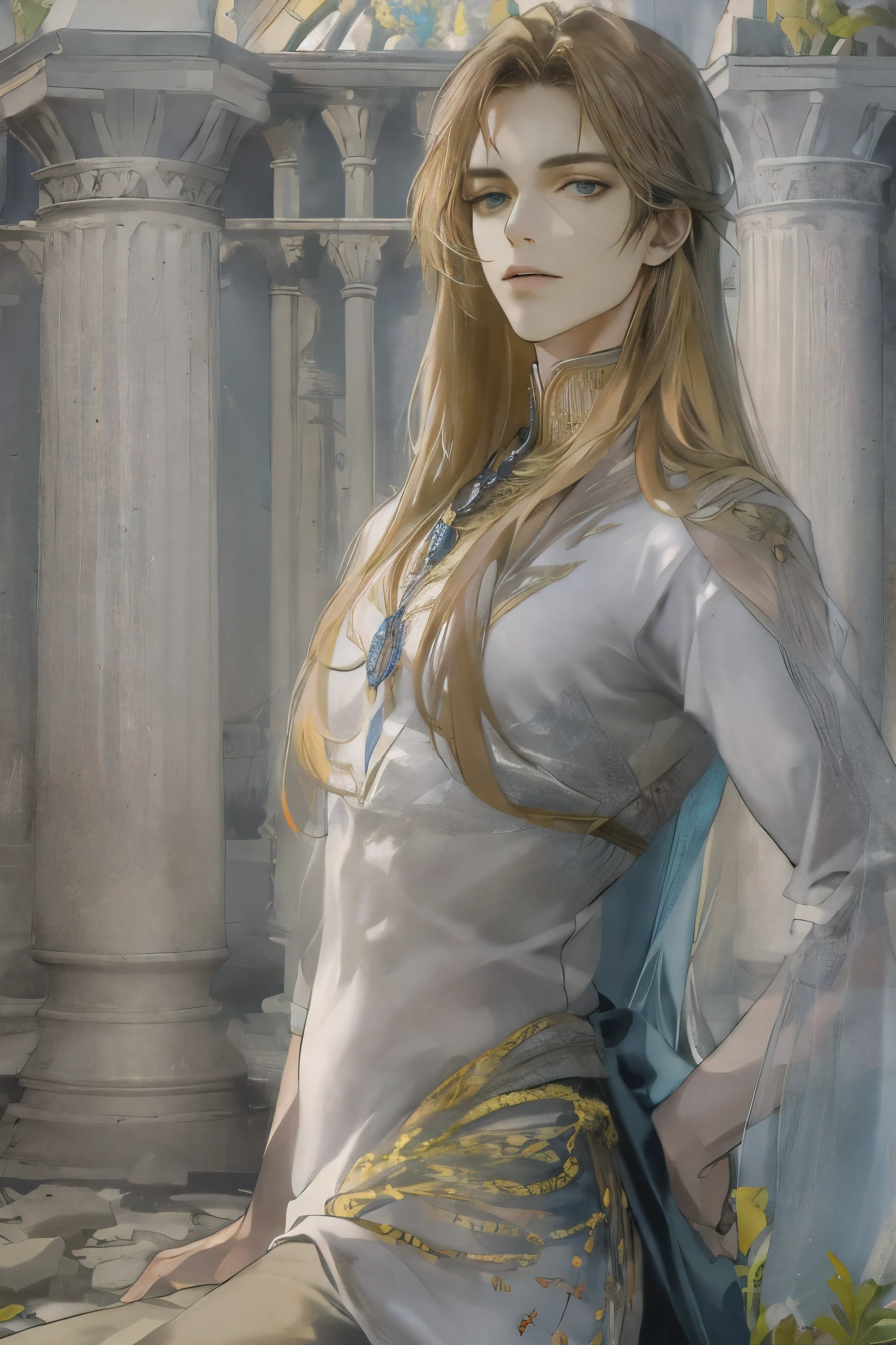 masterpiece, best quality, 1 male, aldult, Ancient，long hair