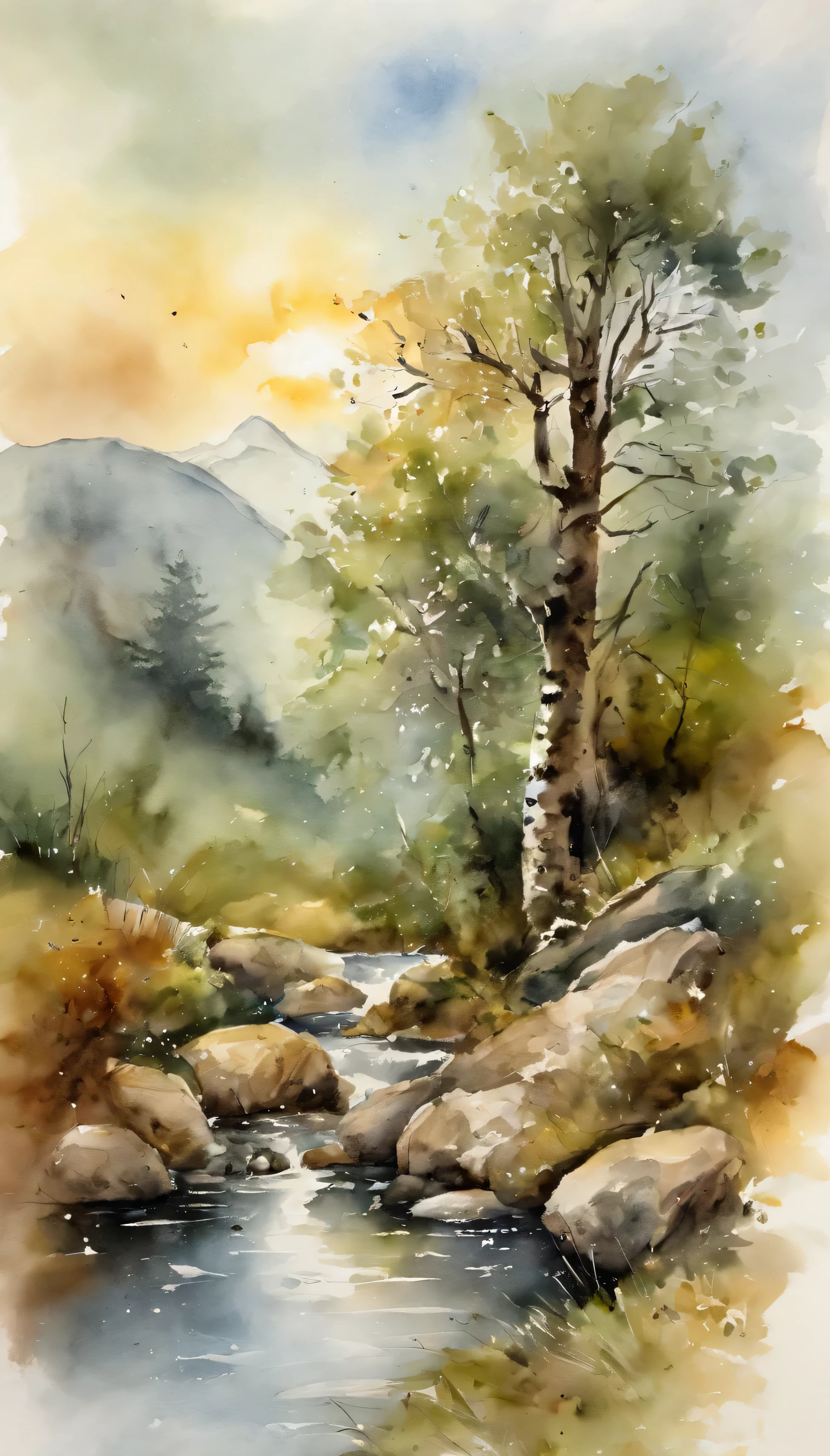 Tintenwaschstil,Wintertag、Dschungel、gesehen、Loch in den Bergen、Der Baum、grasbewachsene Felder、Felsen、hot onsen、Hydrosphere、(enlightenment:1.0)、epische Komposition、realistische Beleuchtung、high resolution details、tMeisterwerk、best quality,(Sehr detailliertes CG-Unified-8K-Hintergrundbild)