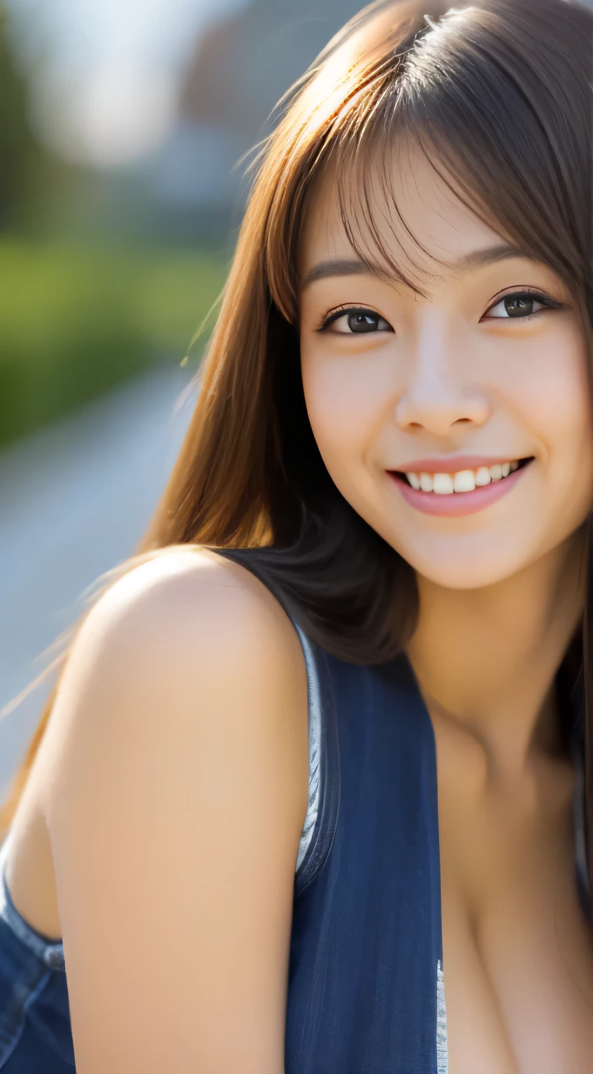 Japanese ),((beautiful girl)),cleavage,An expression that imagines something pleasant:1.2,(perfect body beauty:1.2),((perfect body)),(shy smile),beautiful teeth,