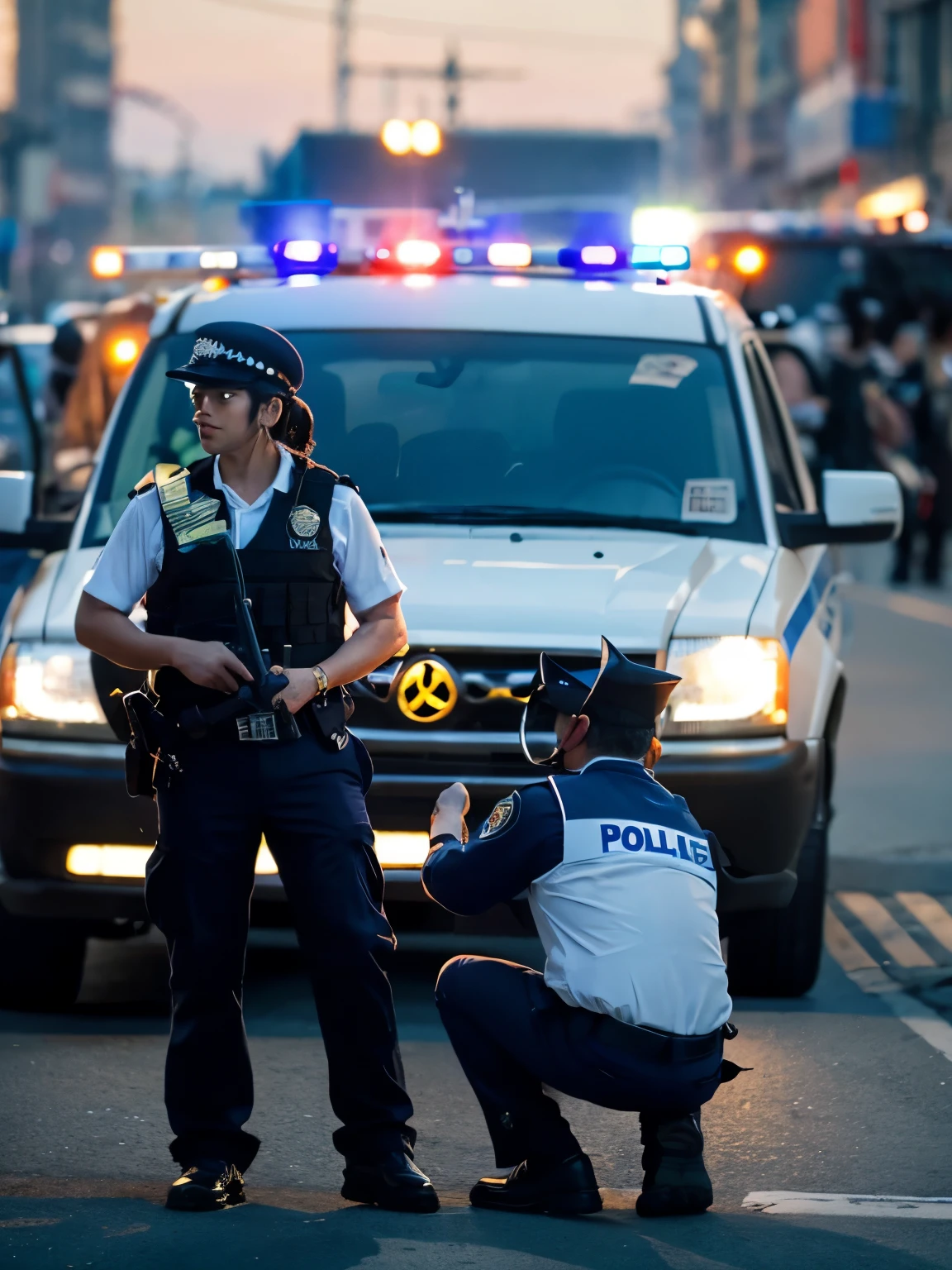 POLICE IN THE MIDDLE OF THE CITY SEPARATING VERY ANGRY PEOPLE