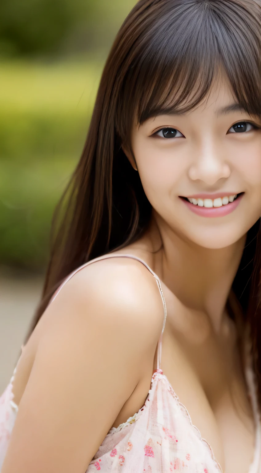 Japanese ),((beautiful girl)),cleavage,An expression that imagines something pleasant:1.2,(perfect body beauty:1.2),((perfect body)),(shy smile),beautiful teeth,