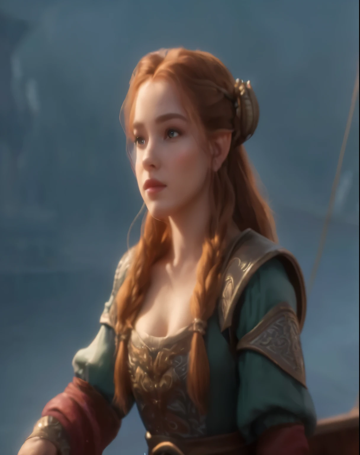 a close up of a woman in a dress on a boat, portrait of princess merida, fantasy style 8 k octane render, 8k portrait render, 4 k detail fantasy, portrait of an elf queen, elf princess, 8k high quality detailed art, beautiful character painting, aloy, princess portrait, 4k highly detailed digital art, realistic fantasy render