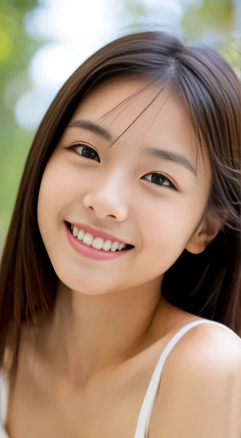 Japanese ),((beautiful girl)),cleavage,An expression that imagines something pleasant:1.2,(perfect body beauty:1.2),((perfect body)),(shy smile),beautiful teeth,