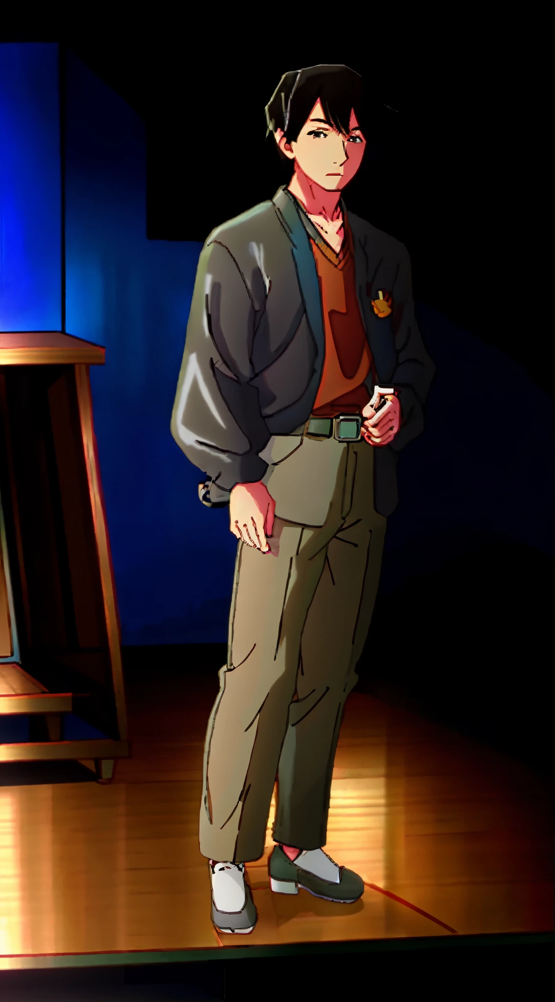 ((highest quality)), ((masterpiece)), (be familiar with), (male), (male用kimono), whole body, super short hair, Are standing, Super high quality, ultra high resolution, super detailed, highest quality, juvenile, 若いmale, kimono, wearing tabi socks, Wearing geta, black hair, perfectly symmetrical face, highly detailed eyes, perfect hand shape, perfect foot shape, Perfect body balance,
