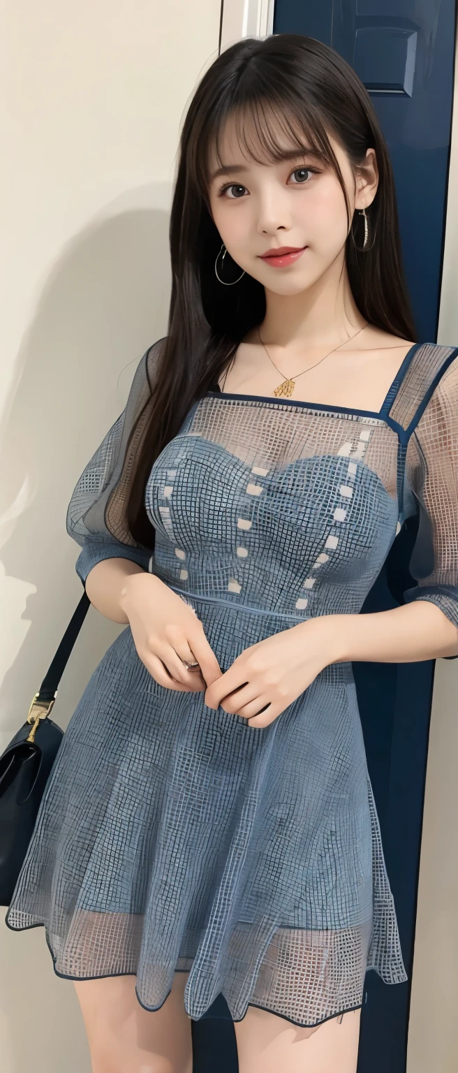 neat idol、whole body、good style、、、、、blue　mesh mini dress