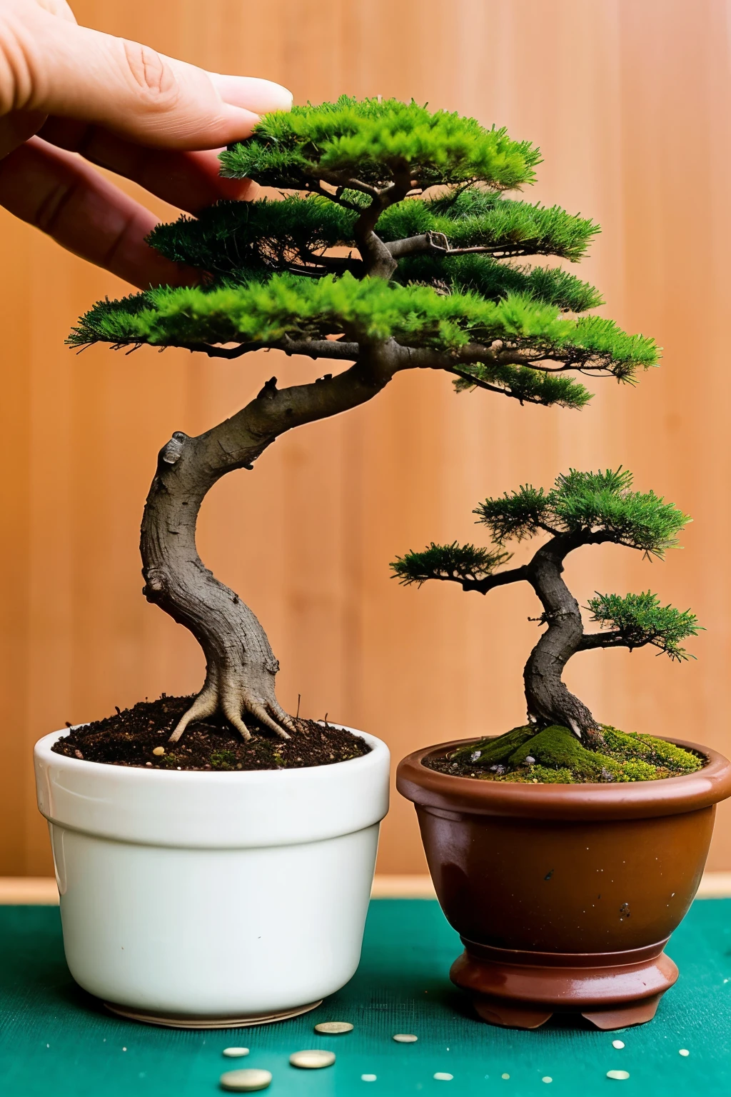 A gardener accidentally spills change on his prized bonsai, only to watch it transform into a miniature money tree overnight.