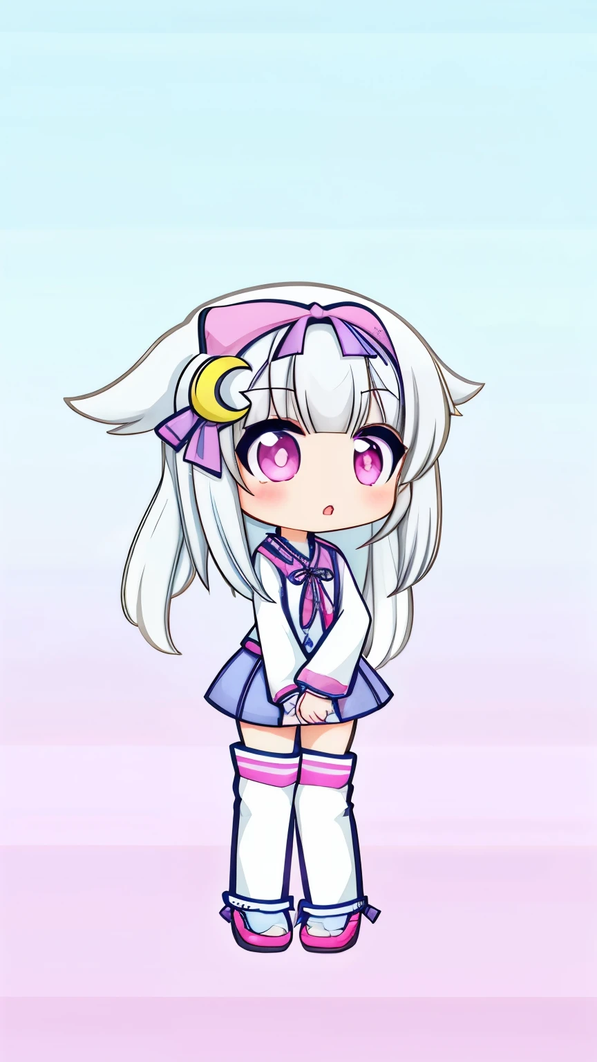 anime girl,pink eyes,Pink hat and white pants, Anime cute art style, anime chibi, chibi anime girl, chibi, chibi girl, 可爱的anime style, anime style, Gaimoyedre, chibi style, maintain vaginal position, anime style, anime style人物, anime art style, kawaii chibi, small curve
