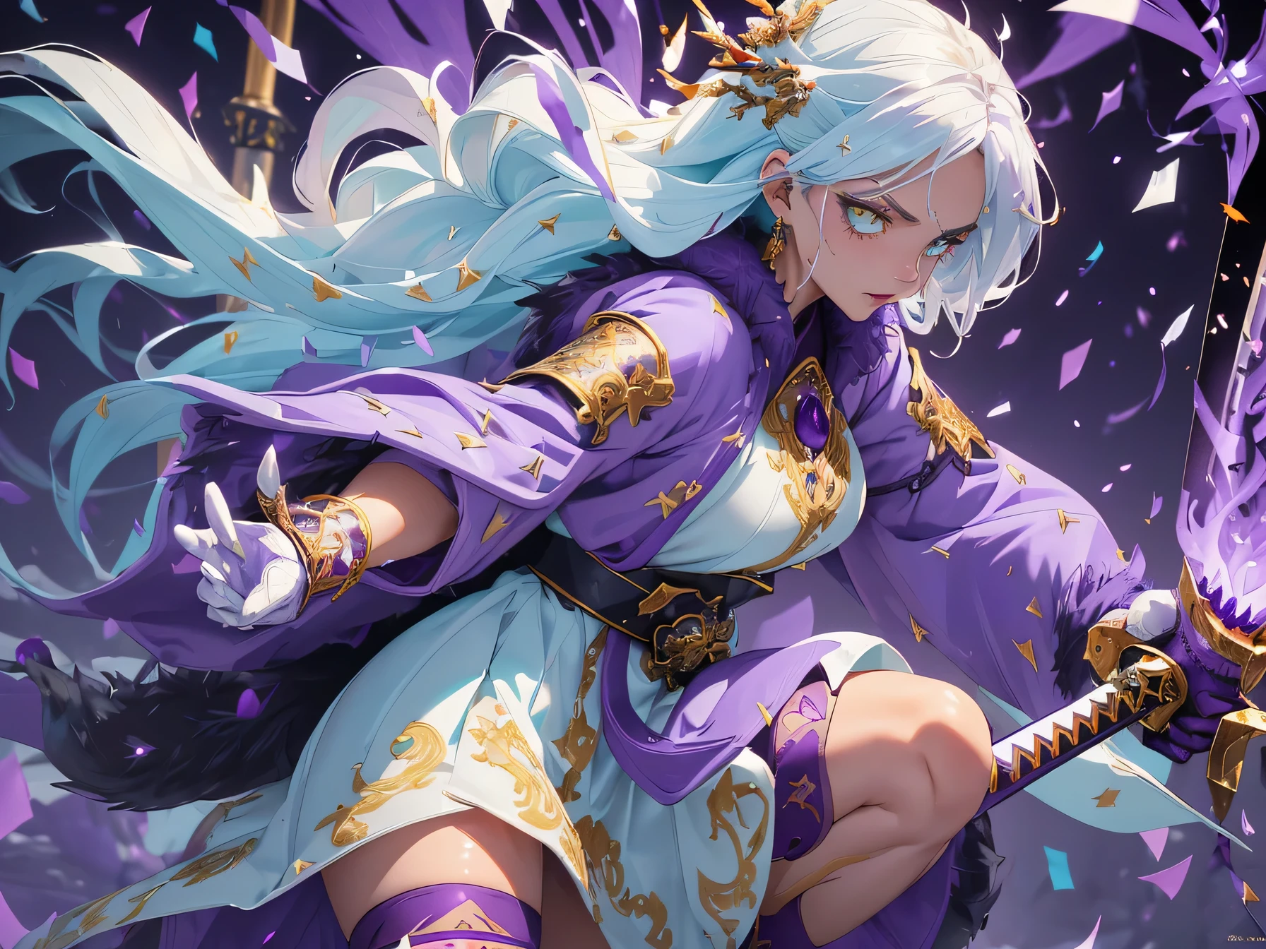 nsfw:1.1, high resolution:1.7, incredibly absurdres, kawaii:1, cute:1.5, hires.fix, incredibly fine illustration,8k,masterpiece:1.2,best quality, high quality, exquisite, beautiful, insanely detailed, intricate detailed, extremely detailed, Super Definition, ultra high res, Super Resolution, best aesthetic, ultra detailed:1.5, best quality, perfect face, detailed face, masterpiece:1.2, illustration:1.2, 8k cg wallpaper, stunning art,absurdres,octane render,ultra hires,
(((aqua fur coat, aqua fur coat outfit, wearing a ice dress:1.3,aqua winter coat))), ((ice dress,elegant ice dress)),(white gloves,white clothes,(((intricate outfit,intricate clothes,embroidered outfit,ornate outfit,embroidered clothes,ornate clothes))),(dynamic pose:1.0),embarrassed,(centered,scale to fit dimensions,Rule of thirds),((snowy pine forest)),winter,1girl, (kunoichi:1.2), black hair,(wide eyes:1.4,big green eyes,enchanting bright eyes studded with gold and silver dust,wet crystal eyes),(finely detailed beautiful eyes),shinylips,lean body,waist slender,leg slender,ninja,,torn clothes,broken clothes,(((pussy))), kupaa,show off pussy,((spread pussy)),(embarrassed), (gauntlet:1.2), (greave:1.2), (gaiter:1.2), (purple flame:1.5), (purple fire:1.5), (holding purple flame sword:1.5), (holding white energy sword:1.3), (black flame katana:1.3), (swing a white flame sword:1.3),
battle,fight,(action pose: 1.4),(vengeful spirit come's attack), (vs vengeful spirit),(purple confetti:1.5),(cave),tentacles,dungeon,(dutch angle)