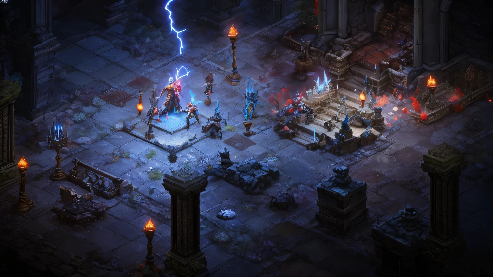 Game scene where lightning shoots out from the ground, diablo 2, diablo 4, diablo digital concept art, diablo concept art, diablo, diablo 4 lilith, diablo 4 queen, On the epic and intricate Ouropoulos, diablo 3, diablo - 3, diablo-3, Game screenshots, Game screenshots, 视频Game screenshots>