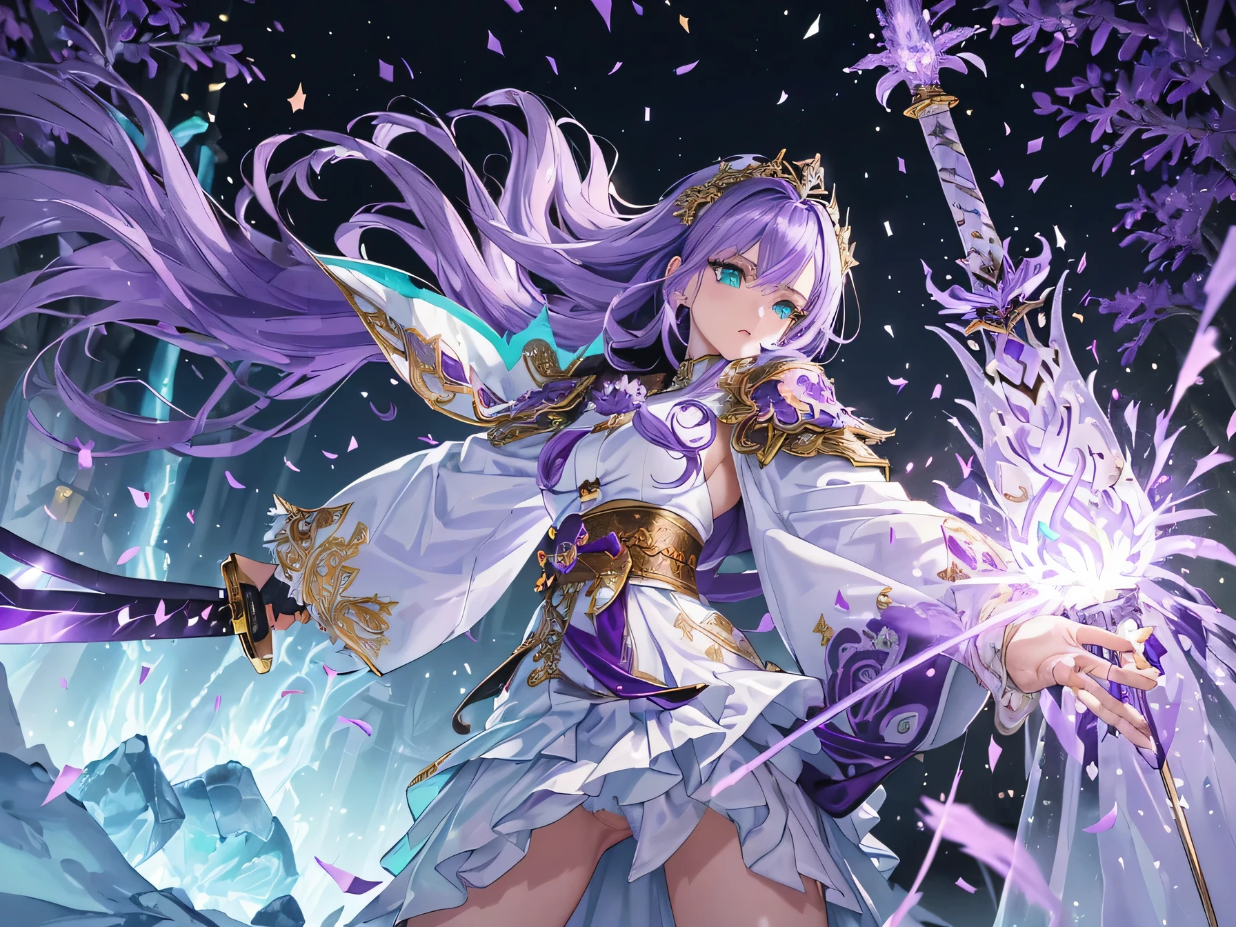 nsfw:1.1, high resolution:1.7, incredibly absurdres, kawaii:1, cute:1.5, hires.fix, incredibly fine illustration,8k,masterpiece:1.2,best quality, high quality, exquisite, beautiful, insanely detailed, intricate detailed, extremely detailed, Super Definition, ultra high res, Super Resolution, best aesthetic, ultra detailed:1.5, best quality, perfect face, detailed face, masterpiece:1.2, illustration:1.2, 8k cg wallpaper, stunning art,absurdres,octane render,ultra hires,
(((aqua fur coat, aqua fur coat outfit, wearing a ice dress:1.3,aqua winter coat))), ((ice dress,elegant ice dress)),(white gloves,white clothes,(((intricate outfit,intricate clothes,embroidered outfit,ornate outfit,embroidered clothes,ornate clothes))),(dynamic pose:1.0),embarrassed,(centered,scale to fit dimensions,Rule of thirds),((snowy pine forest)),winter,1girl, (kunoichi:1.2), black hair,(wide eyes:1.4,big green eyes,enchanting bright eyes studded with gold and silver dust,wet crystal eyes),(finely detailed beautiful eyes),shinylips,lean body,waist slender,leg slender,ninja,,torn clothes,broken clothes,(((pussy))), kupaa,show off pussy,((spread pussy)),(embarrassed), (gauntlet:1.2), (greave:1.2), (gaiter:1.2), (purple flame:1.5), (purple fire:1.5), (holding purple flame sword:1.5), (holding white energy sword:1.3), (black flame katana:1.3), (swing a white flame sword:1.3),
battle,fight,(action pose: 1.4),(vengeful spirit come's attack), (vs vengeful spirit),(purple confetti:1.5),(cave),tentacles,dungeon,(dutch angle)