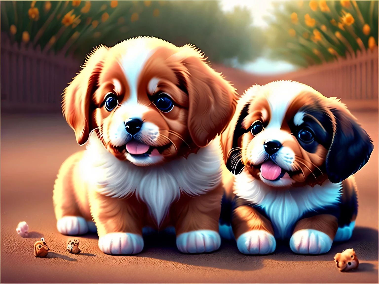 cute puppies are having fun
