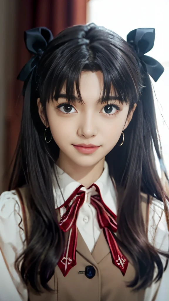 a close up of a person with long hair wearing a tie, anime moe artstyle, anime style like fate/stay night, anime visual of a cute girl, pin on anime, rin tohsaka, perfect anime face, extremely cute anime girl face, female anime character, close up of a young anime girl, ilya kuvshinov with long hair