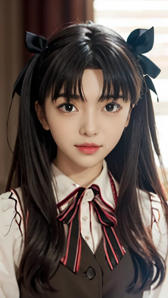 a close up of a person with long hair wearing a tie, anime moe artstyle, anime style like fate/stay night, anime visual of a cute girl, pin on anime, rin tohsaka, perfect anime face, extremely cute anime girl face, female anime character, close up of a young anime girl, ilya kuvshinov with long hair