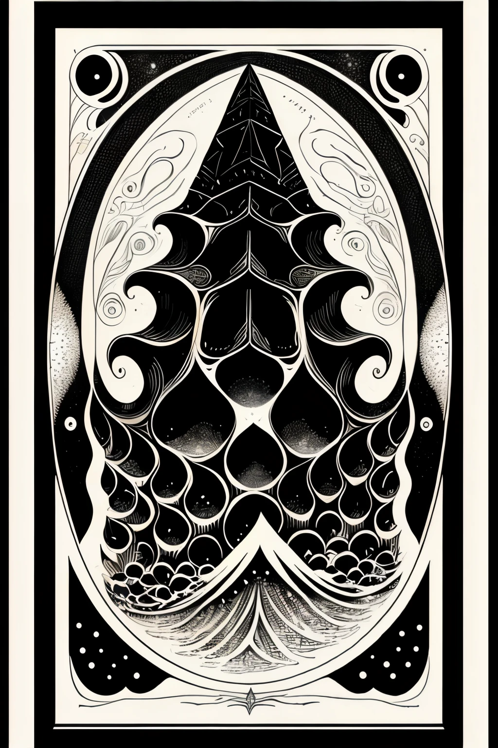 The Cthulhu, drawing by Jean Giraud, black and white, texture, old paper, in space with spacecraft.
