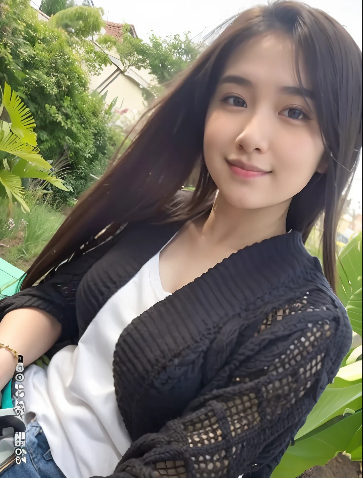 arafed woman sitting on a bench with a green bench in the background, nivanh chanthara, anime thai girl, student, slight cute smile, ruan cute vtuber, 18 years old, cute beautiful, beautiful image, very beautiful girl, dang my linh, young and cute girl, real ungine, cindy avelino, lovely smile, sexy, medium breasts