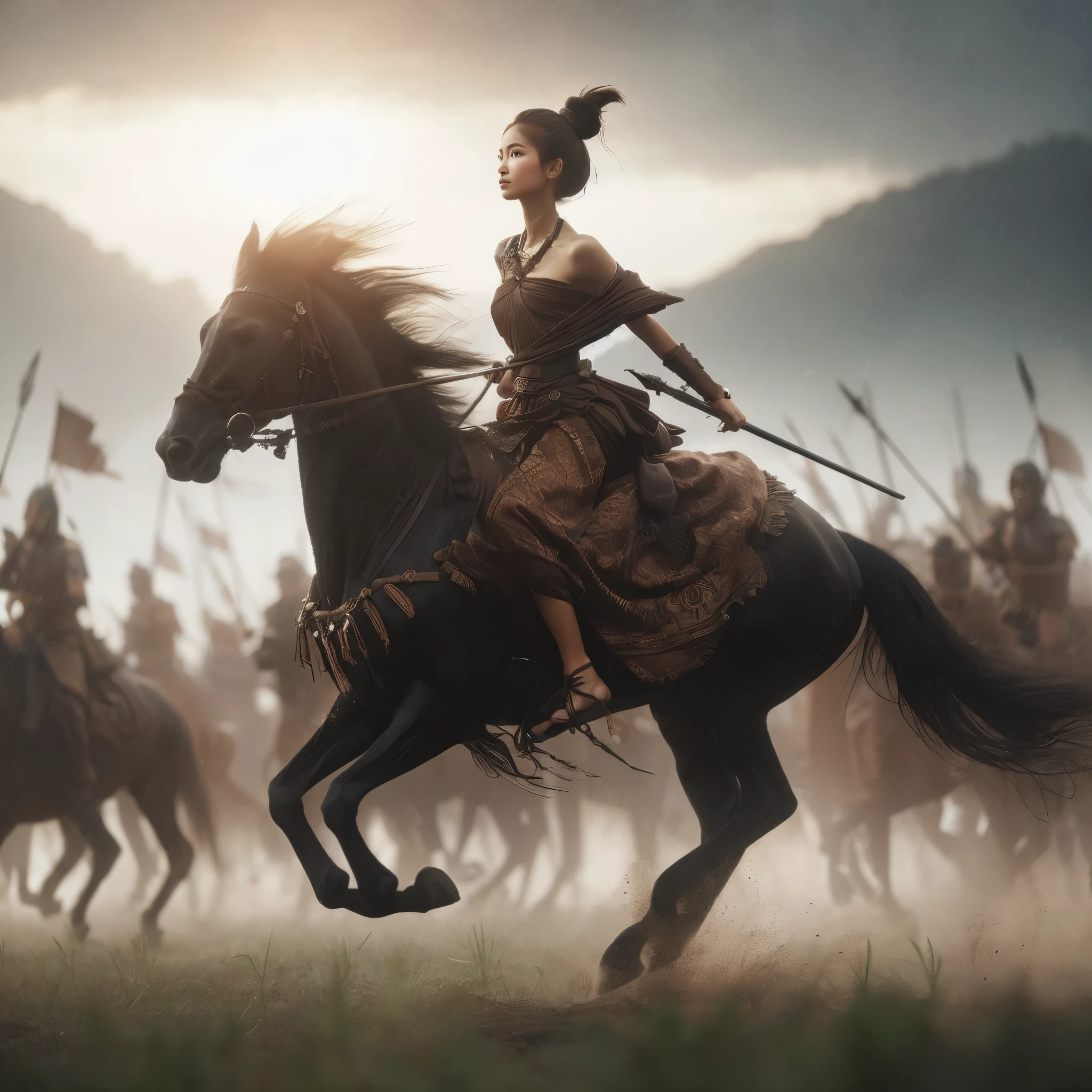 young Indonesian beautiful woman warrior