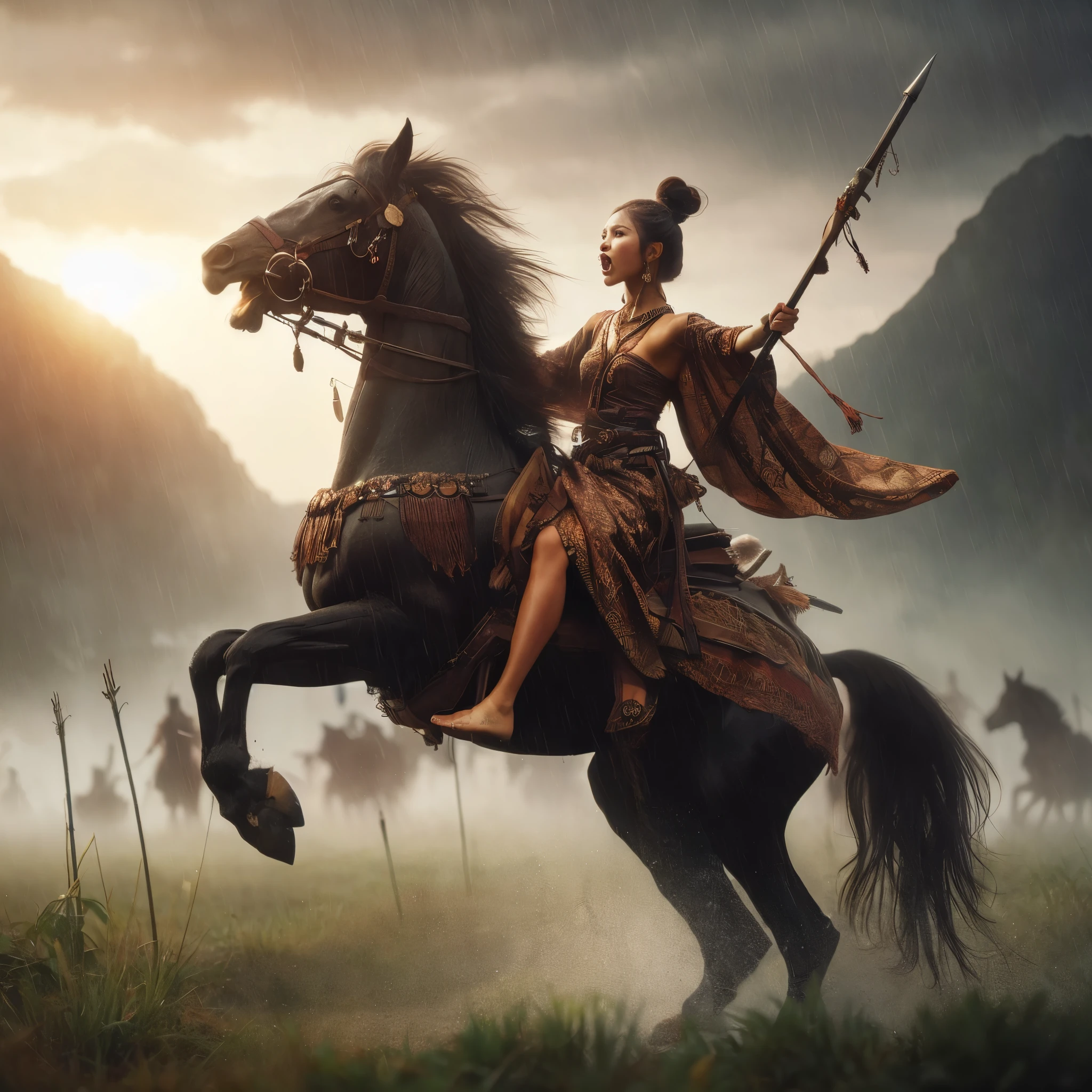 young Indonesian beautiful woman warrior