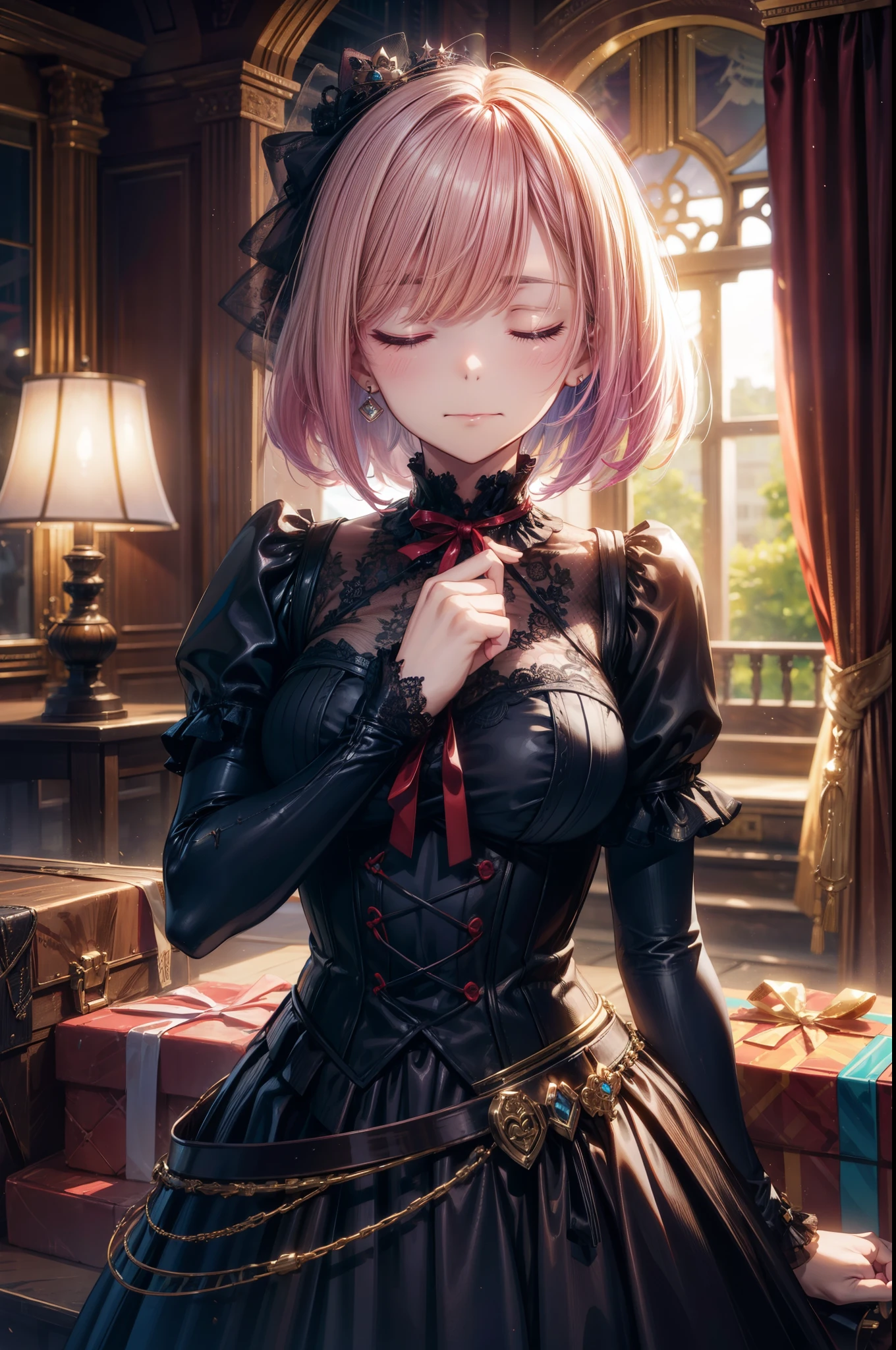 Anime girl in a black dress with a red bow and a black dress - SeaArt AI