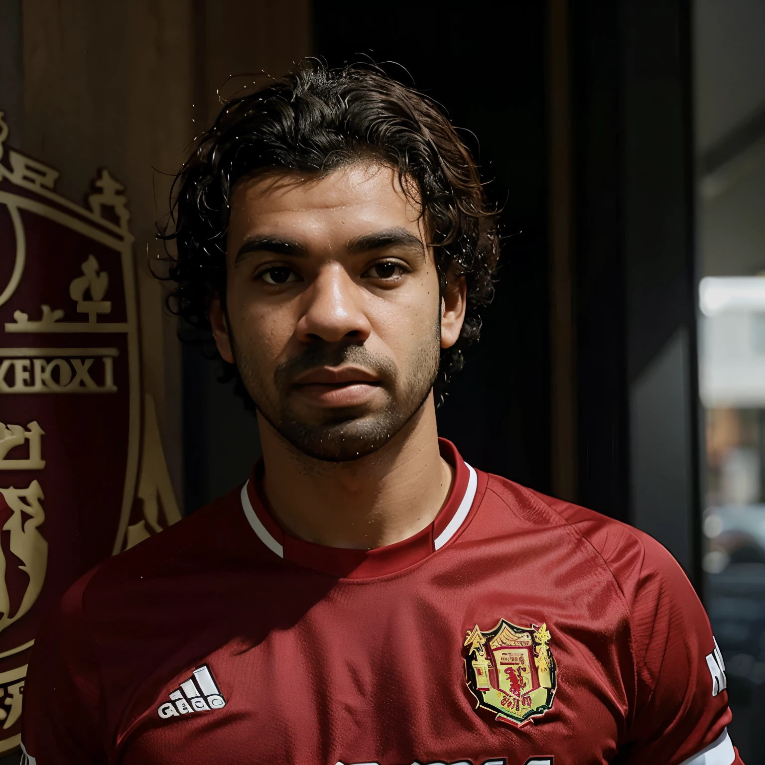 Player Liverpool mohamed salah is wearing Manchester united jersey