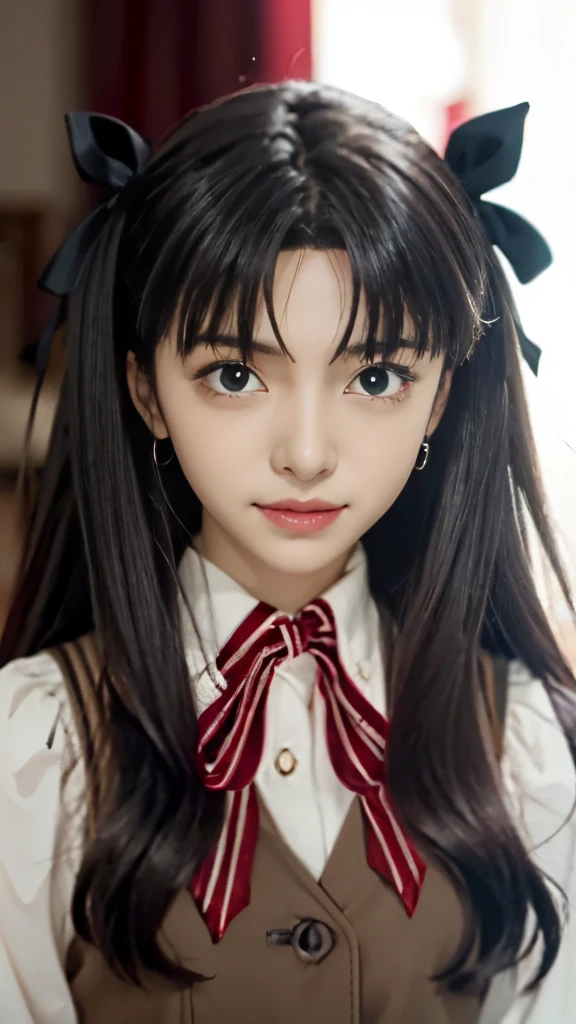 a close up of a person with long hair wearing a tie, anime moe artstyle, anime style like fate/stay night, anime visual of a cute girl, pin on anime, rin tohsaka, perfect anime face, extremely cute anime girl face, female anime character, close up of a young anime girl, ilya kuvshinov with long hair