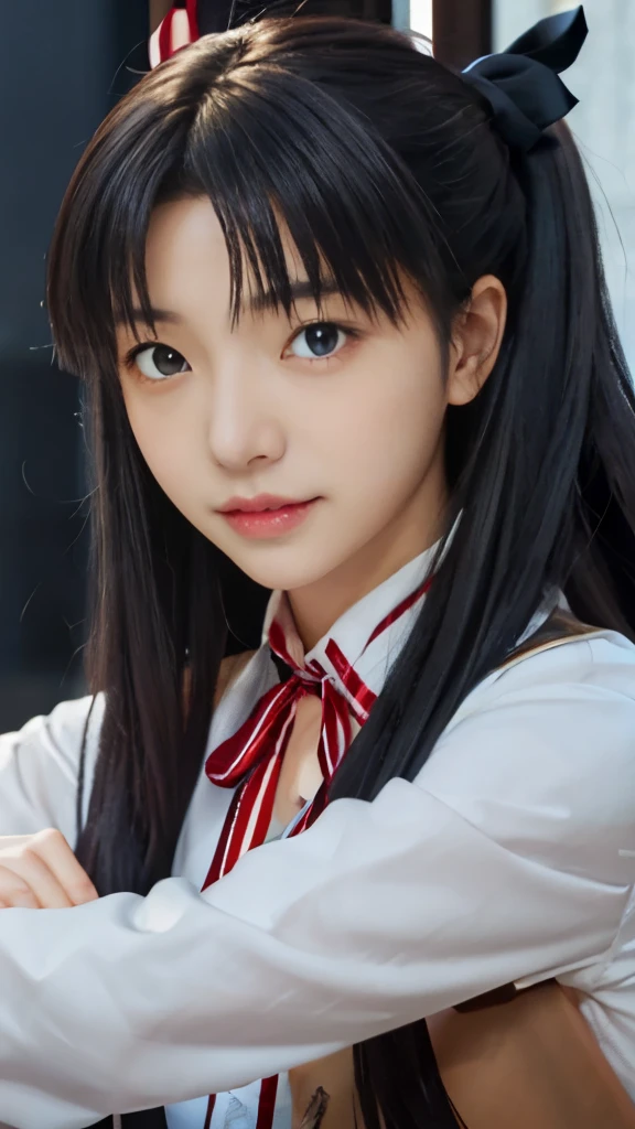 anime girl with long black hair and blue eyes in uniform, close up iwakura lain, iwakura lain, anime visual of a cute girl, anime moe artstyle, anime style like fate/stay night, close up of iwakura lain, close up of lain iwakura, close up of a young anime girl, anime portrait of shiina ringo