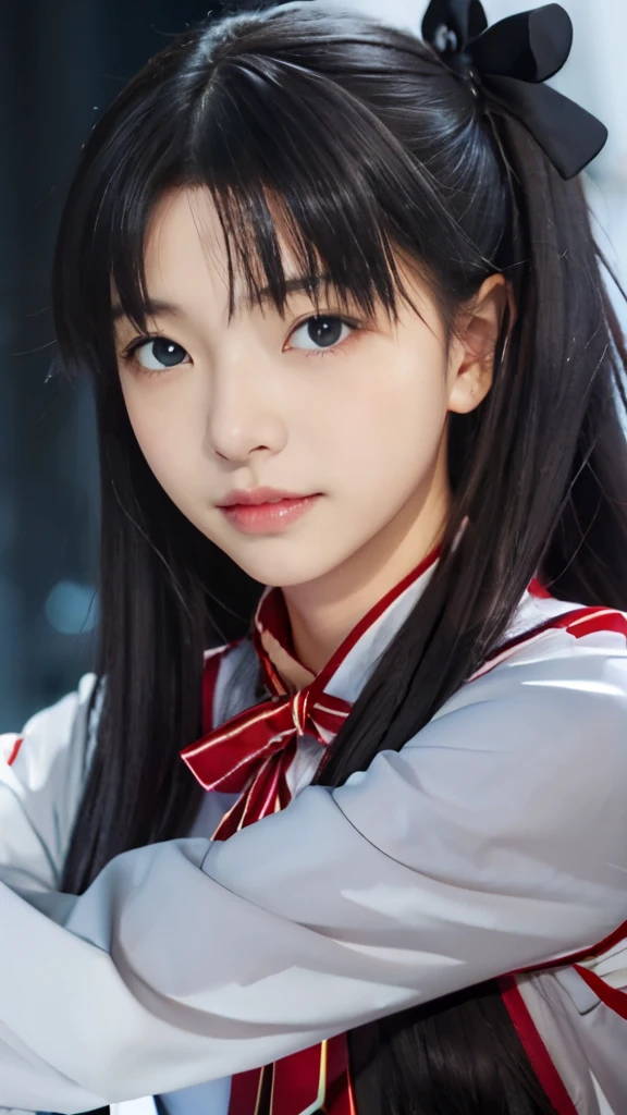 anime girl with long black hair and blue eyes in uniform, close up iwakura lain, iwakura lain, anime visual of a cute girl, anime moe artstyle, anime style like fate/stay night, close up of iwakura lain, close up of lain iwakura, close up of a young anime girl, anime portrait of shiina ringo