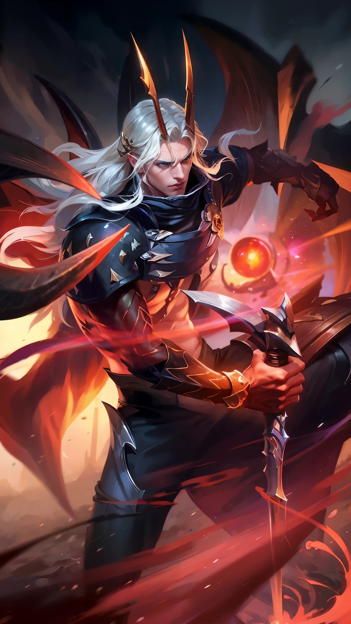 Best quality, masterpiece, detailed skin texture, detailed clothes texture, detailed face, super detail, 8k, intricate detail, 1 boy, The color doesn't change, Muscle guy, 1 guy, red eyes, league of legends character, karthus from league of legends, extremely detailed artgerm, league of legends character art, splash art, male blonde ranger, arthas menethil, artgerm detailed, arthas, league of legends champion, style of kieran yanner.