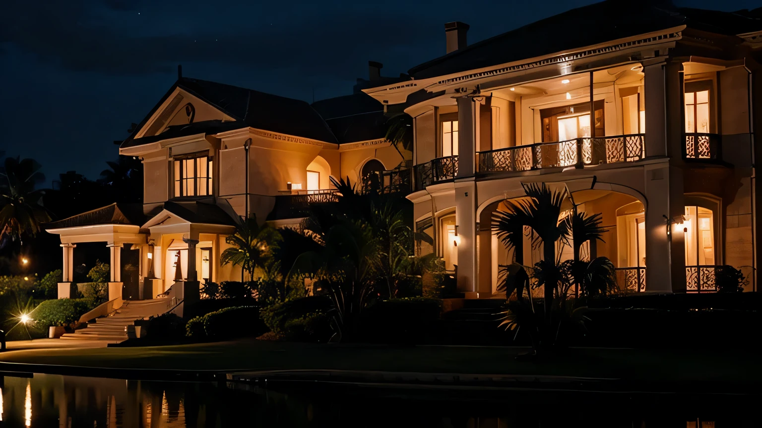 mansion,club house at night,at night,