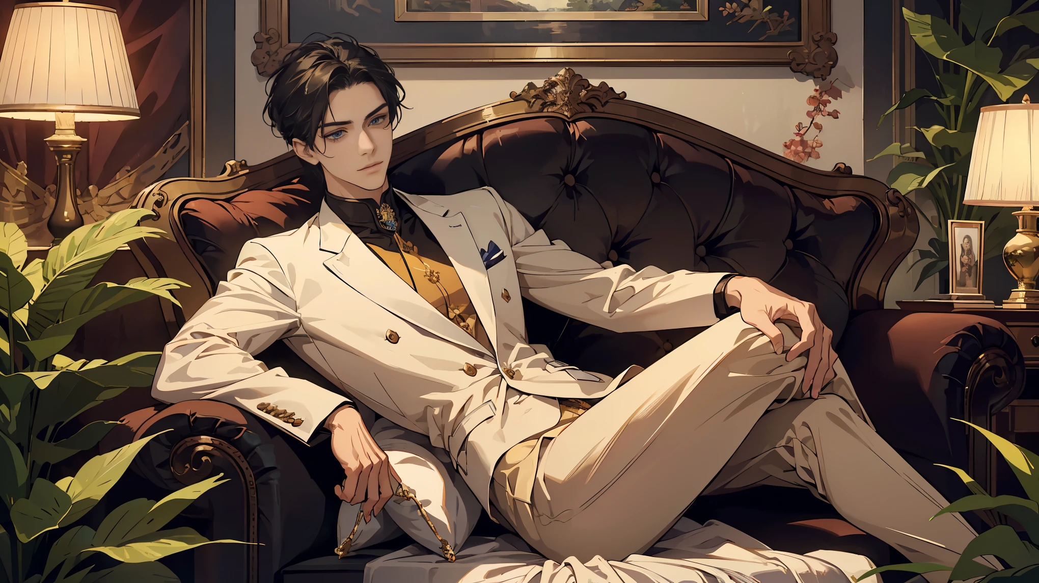 Homem jovem, 19 anos, dressed as a prince, tomando vinho