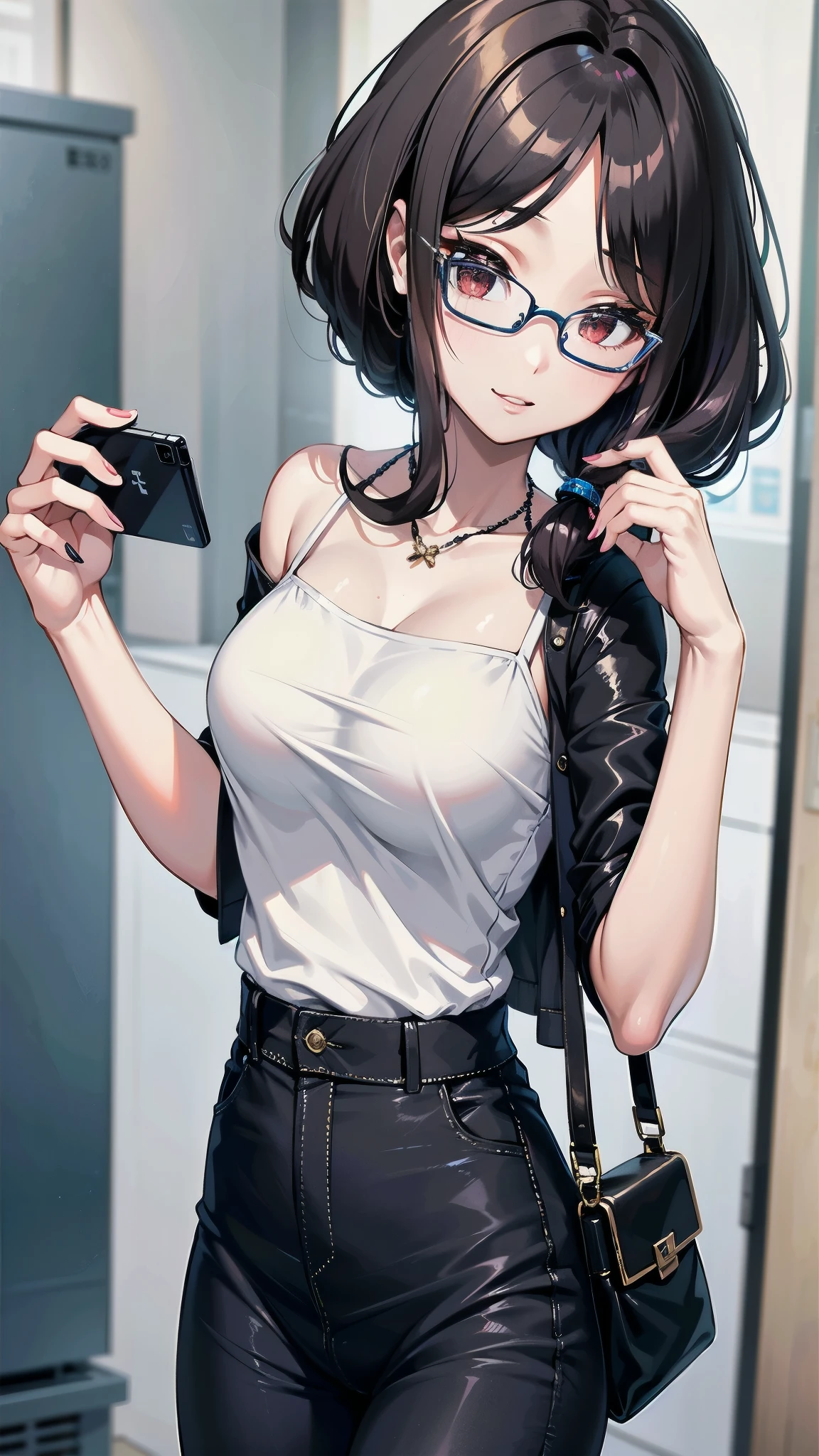 Mei has a sophisticated yet casual style, often wearing a mix of modern Japanese street fashion with a touch of international influence. Her sleek, black hair frames her face and exudes a confident and friendly demeanour. Mei's accessories often include tech gadgets and minimalist jewellery.