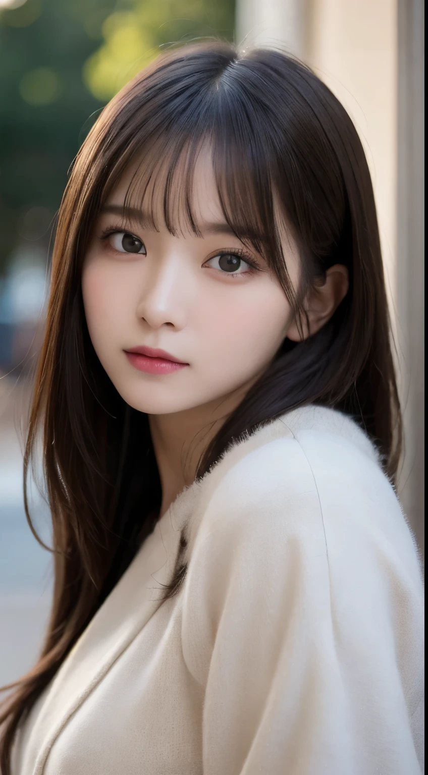 table top, highest quality, shape, Super detailed, finely, High resolution, 8k wallpaper, 完璧なダイナミックな構shape, beautiful and detailed eyes, Gorgeous winter fashion using fur,straight hair,small breasts、natural color lip,20 year old girl、cute、sexy looking at camera,beautiful and detailed face,perfect and beautiful face,KPOP idol face,Japanese idol faces,Elegant face,RAW photo,Big eyes,gal makeup,blur the background、real photos