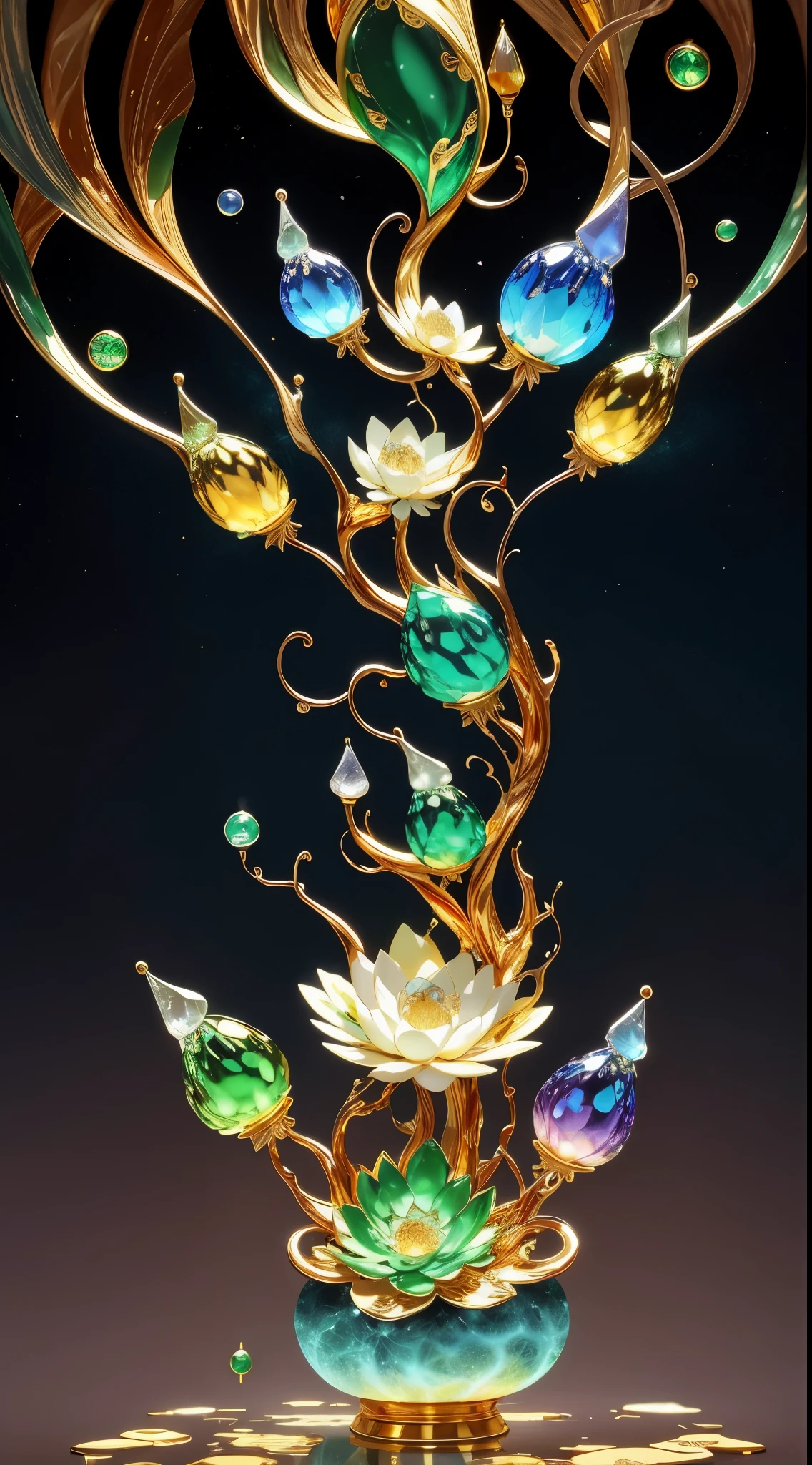 Gold inlaid jade的山脉，Gold inlaid jade的大山、Gold inlaid jade的河流，Gold inlaid jade，3D,rainbow colors. The melting beauty of the universe. Surrealism in Nebula Reflections. glass texture，Translucent，crystal，texture of jade