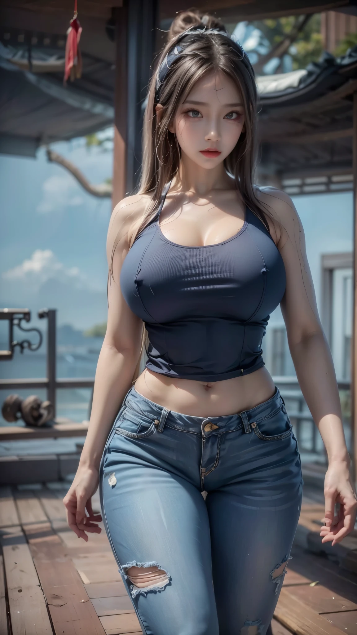 realistic, 1 women , Per HD, 12k, 1080p, wearing Allstars shoes, slim body, rather big body, six pack body, big round breasts, no clothes, beautiful breasts, looking at the camera, sitting on the sofa, transparent and genitals clear, long black hair, face details, person details, body details, clothing details, hair details, body details, body details, breast details, vagina details, clothes, eye details, sweat details, water details, pose (knees bent and feet opened wide) whole body