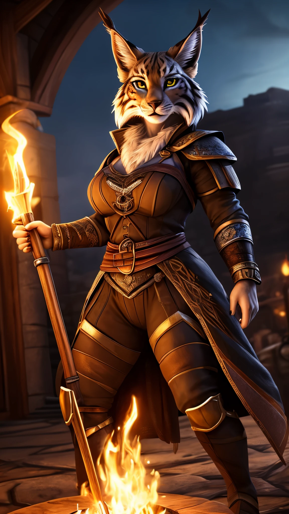 (Rabbit), anthro, (wearing tunic), wearing cloak, tight fit, (wearing cotten pants), high detail, high resolution, raw photo, gray background, 1girl, solo, big breasts, high quality, hi res, sharp, detailed body, detailed, cartoony, ((looking at viewer)), angry,  whole body, ((full body portrait)), far away, (((full body concept))), attack pose, battle pose, magic pose ((holding magic)), Medieval, rpg