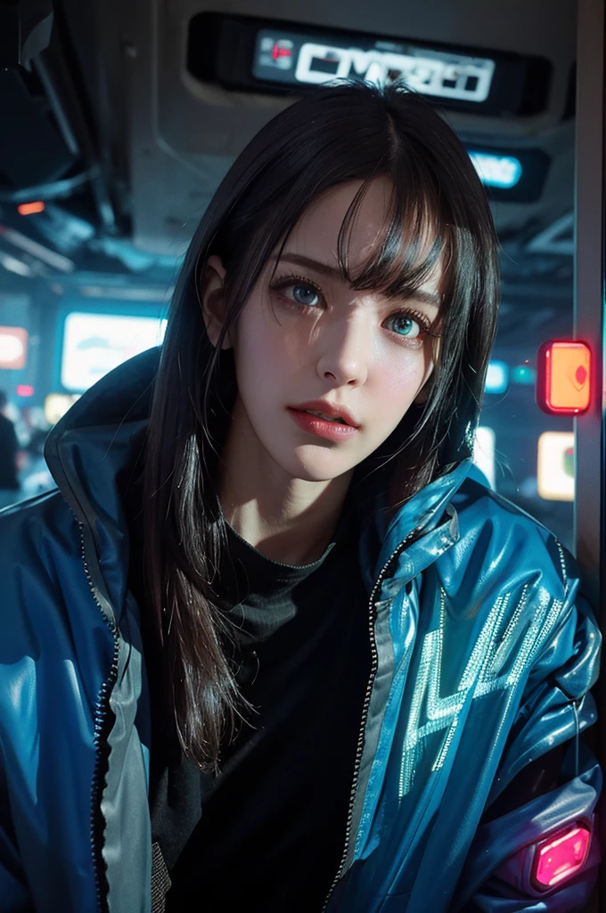 (RAW photo, best quality), (semi-realistic, cyberpunk: 1.5), best quality, highly detailed, masterpiece, ultra-detailed, illustration, half cyborg, full body, dynamic angle, dystopian cityscape background, neon lights, detailed mechanical limbs, exposed wires and circuits, oily textures, realistic skin, glass eyes with LED irises, metallic sheen, sharp focus, 8k UHD, cinema-grade lighting, dramatic shadows, shiny surface reflections, grungy urban environment, deconstructed cybernetic fusion, futuristic armor, steampunk influences, mechanical heart visible, contrast between organic and synthetic elements
