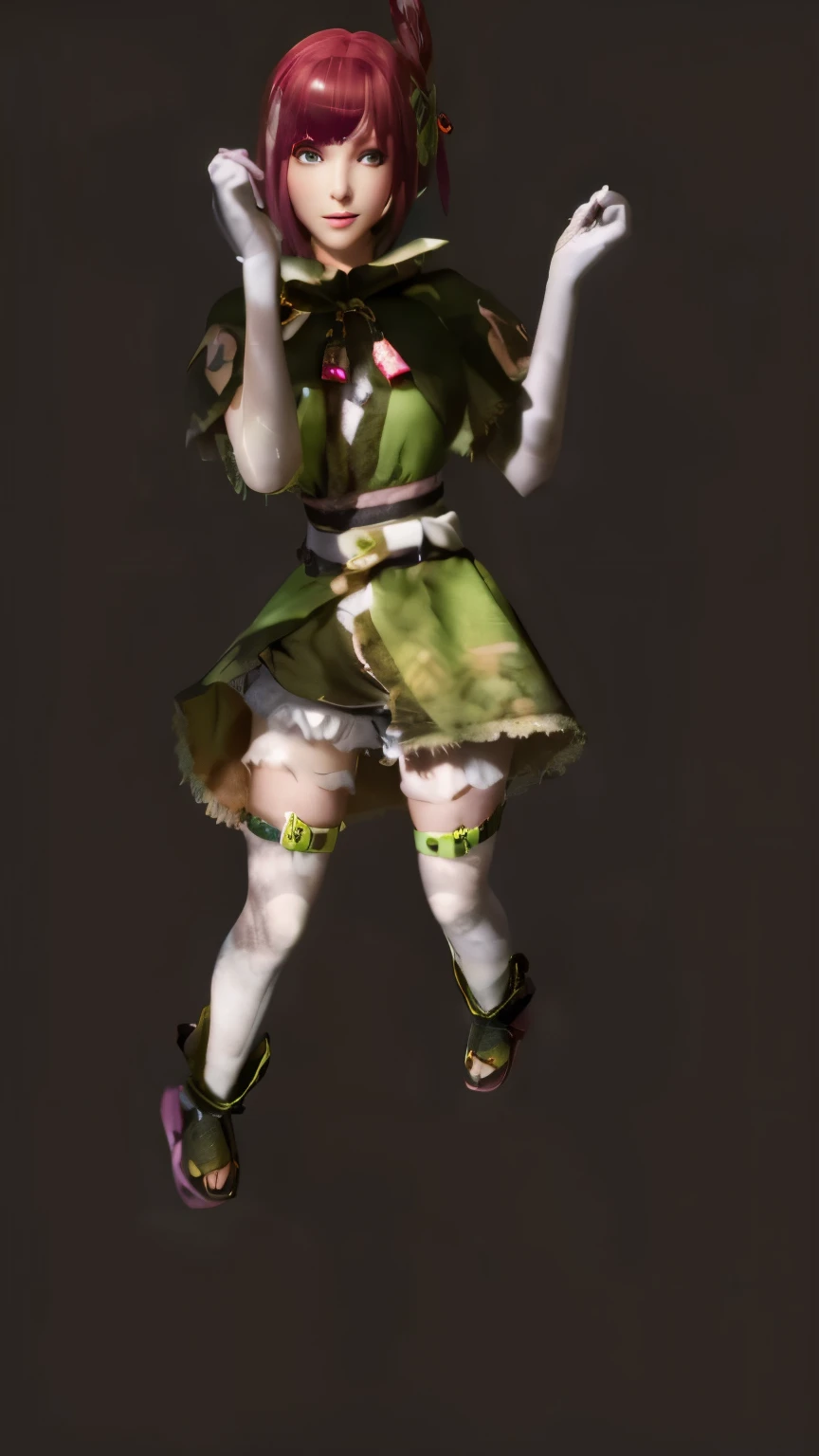 A red-haired girl with short hair and green eyes big