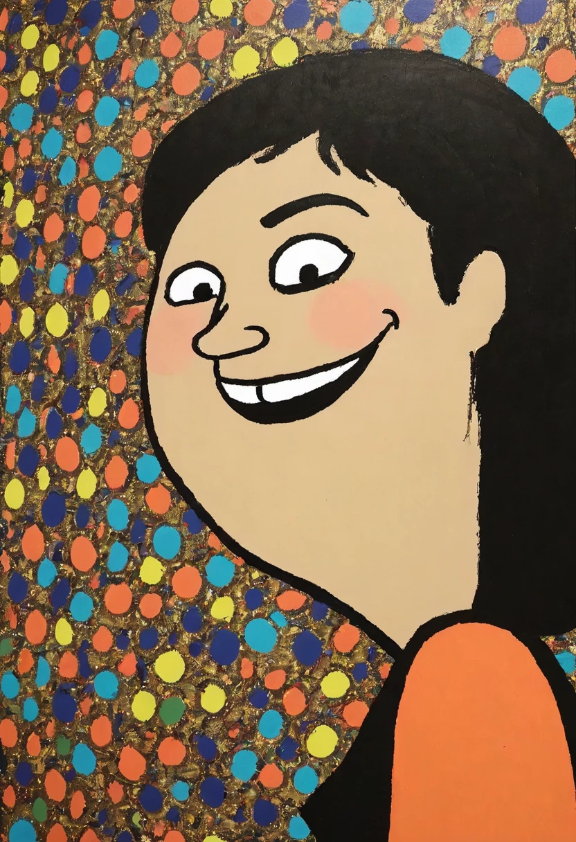 Graffiti Comic, masterpiece,best quality,1 girl,wall,rich and colorful,painting,Dynamic,Smile,painting